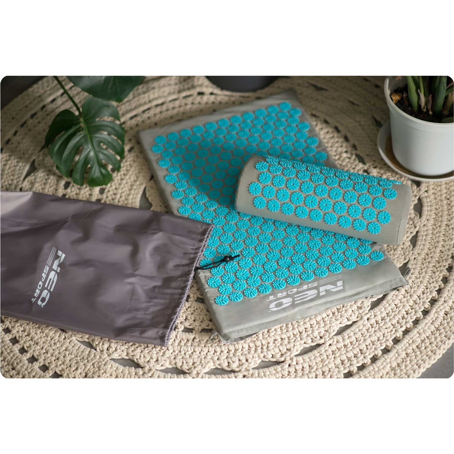 Neo-Sport NS-900 ogadega nõelravimatt, hall ja türkiissinine - Image 3