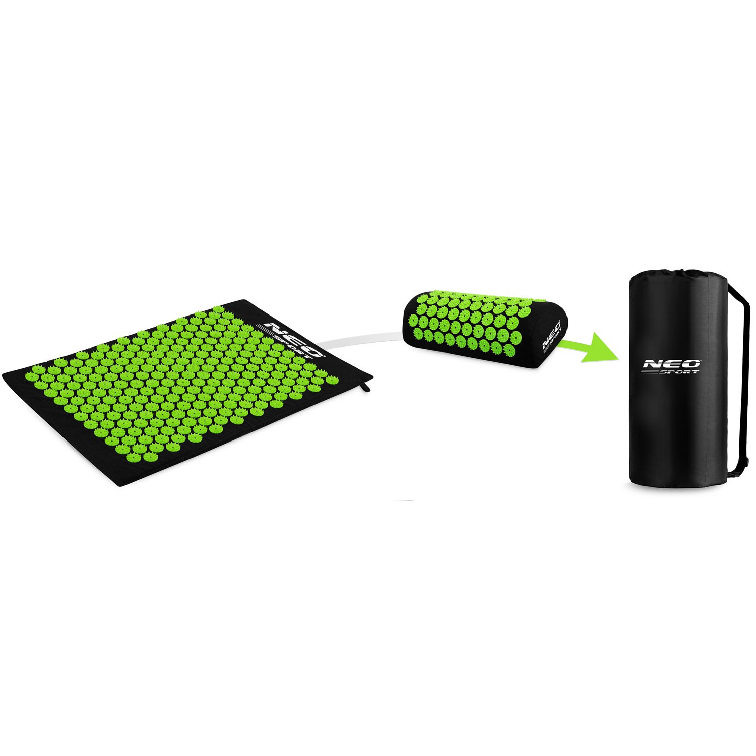 Neo-Sport NS-900 akupressuurmatt naeltega, must ja roheline - Image 7