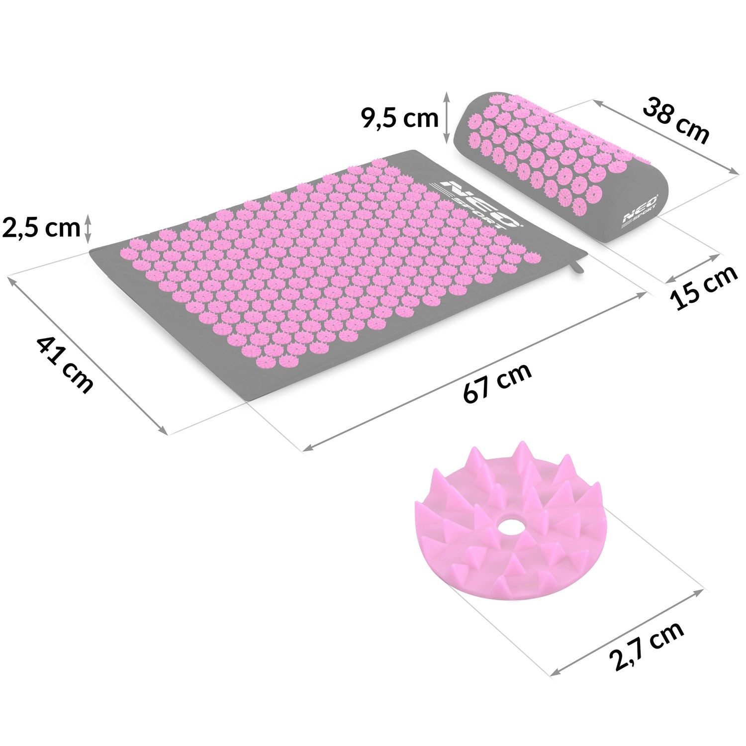 Neo-Sport NS-900 akupressuurmatt naeltega, must ja lilla - Image 6