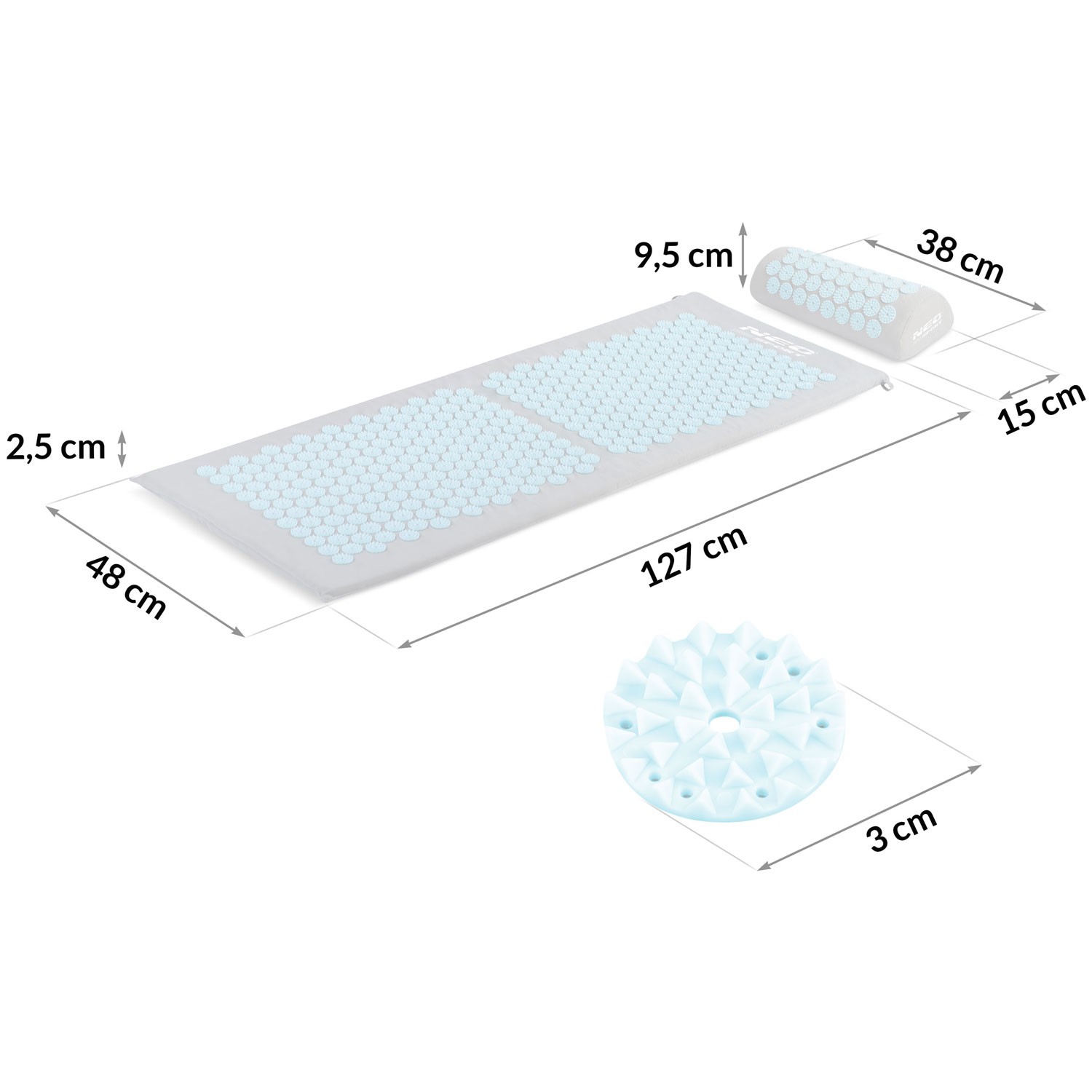 Neo-Sport NS-901 nõelravimatt naeltega, hall ja sinine - Image 7