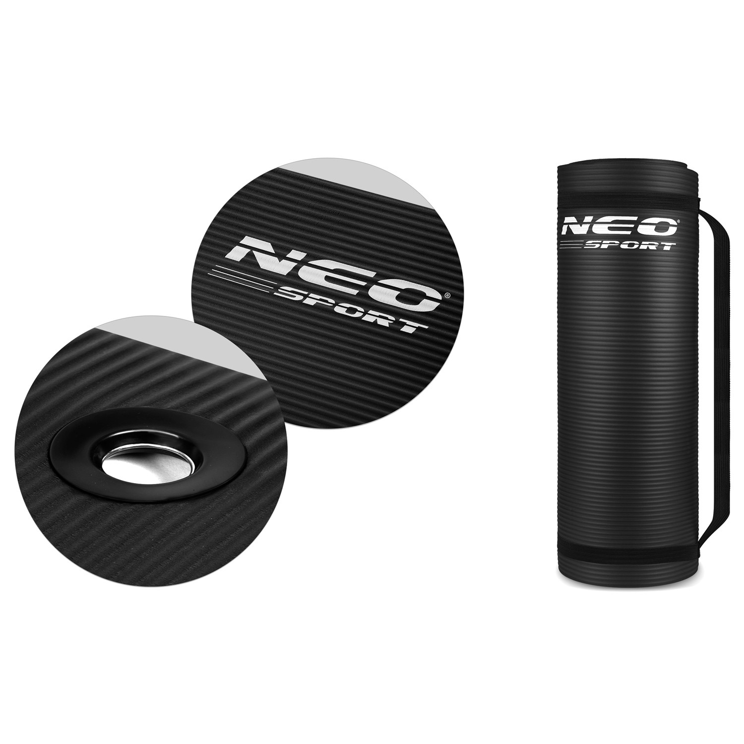 Aukudega treeningmatt, paks, 183 x 60 cm, Neo-Sport - 192000, must - Image 8