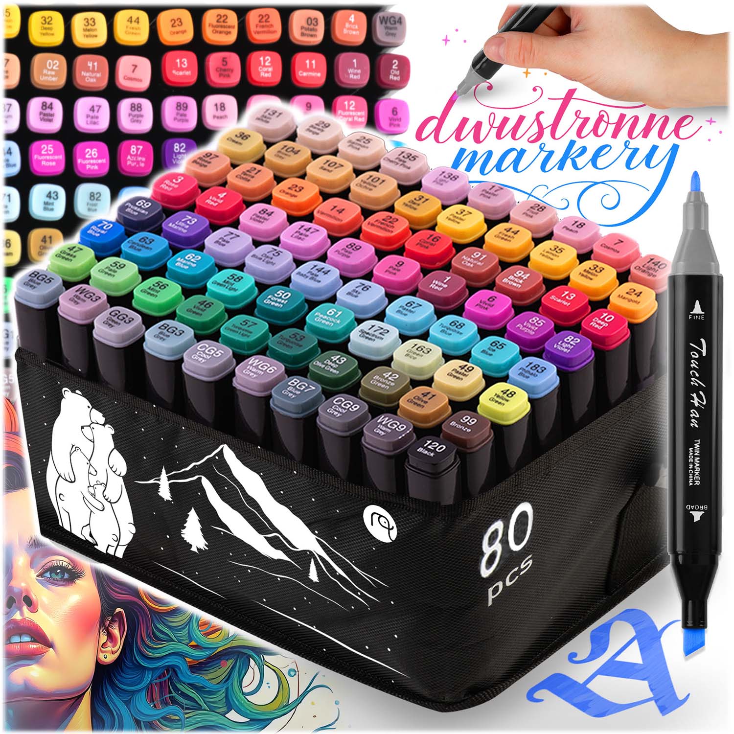 Maalimismatt 90 x 120 cm + 80 Ricokidsi alkoholimarkerit - Image 9