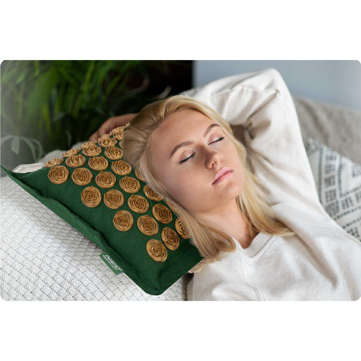 Akupressuurmatt padjaga NS-902 tumeroheline ja kuldne - Image 2