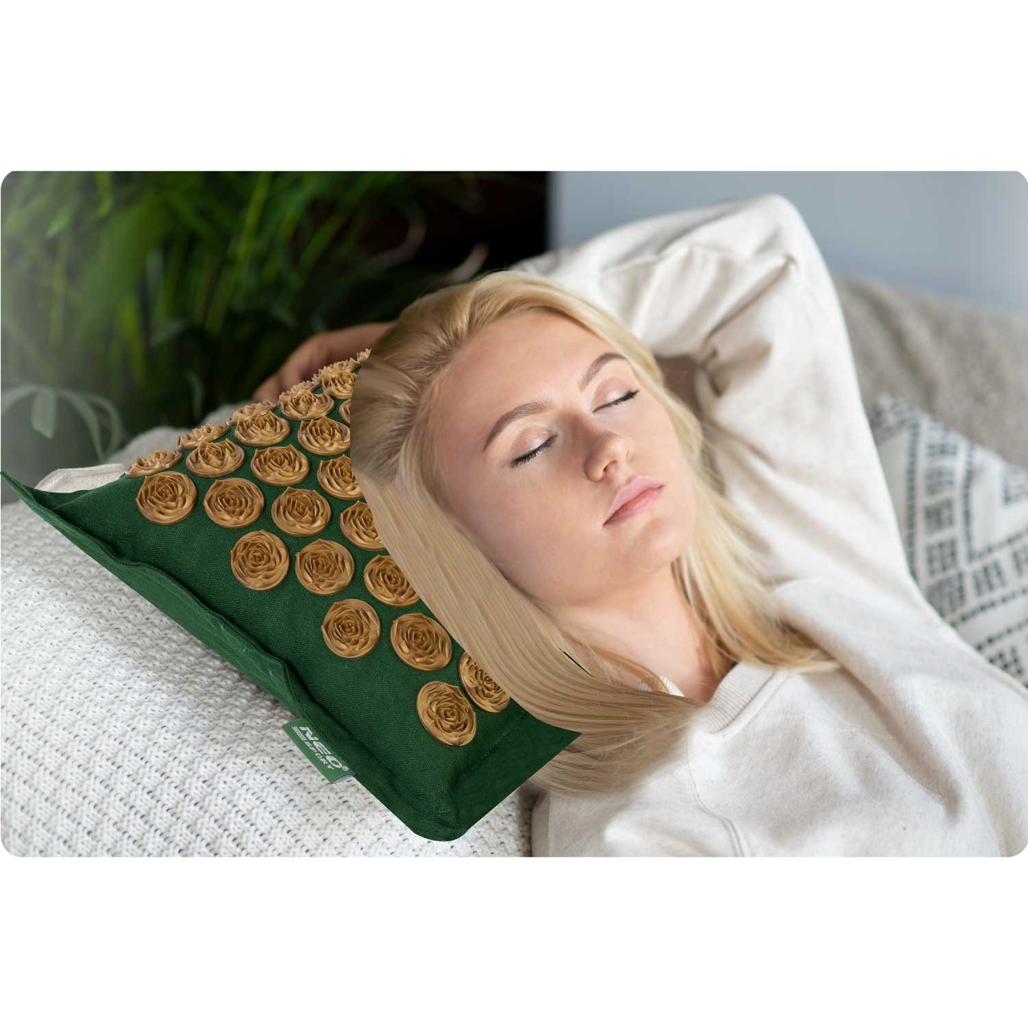 Akupressuurmatt padjaga NS-902 tumeroheline ja kuldne - Image 9