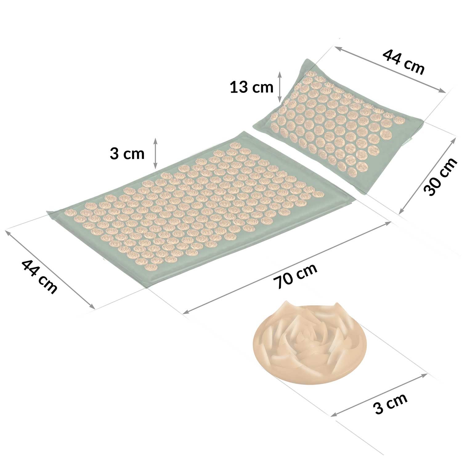 Akupressuurmatt padjaga NS-902 tumeroheline ja kuldne - Image 11