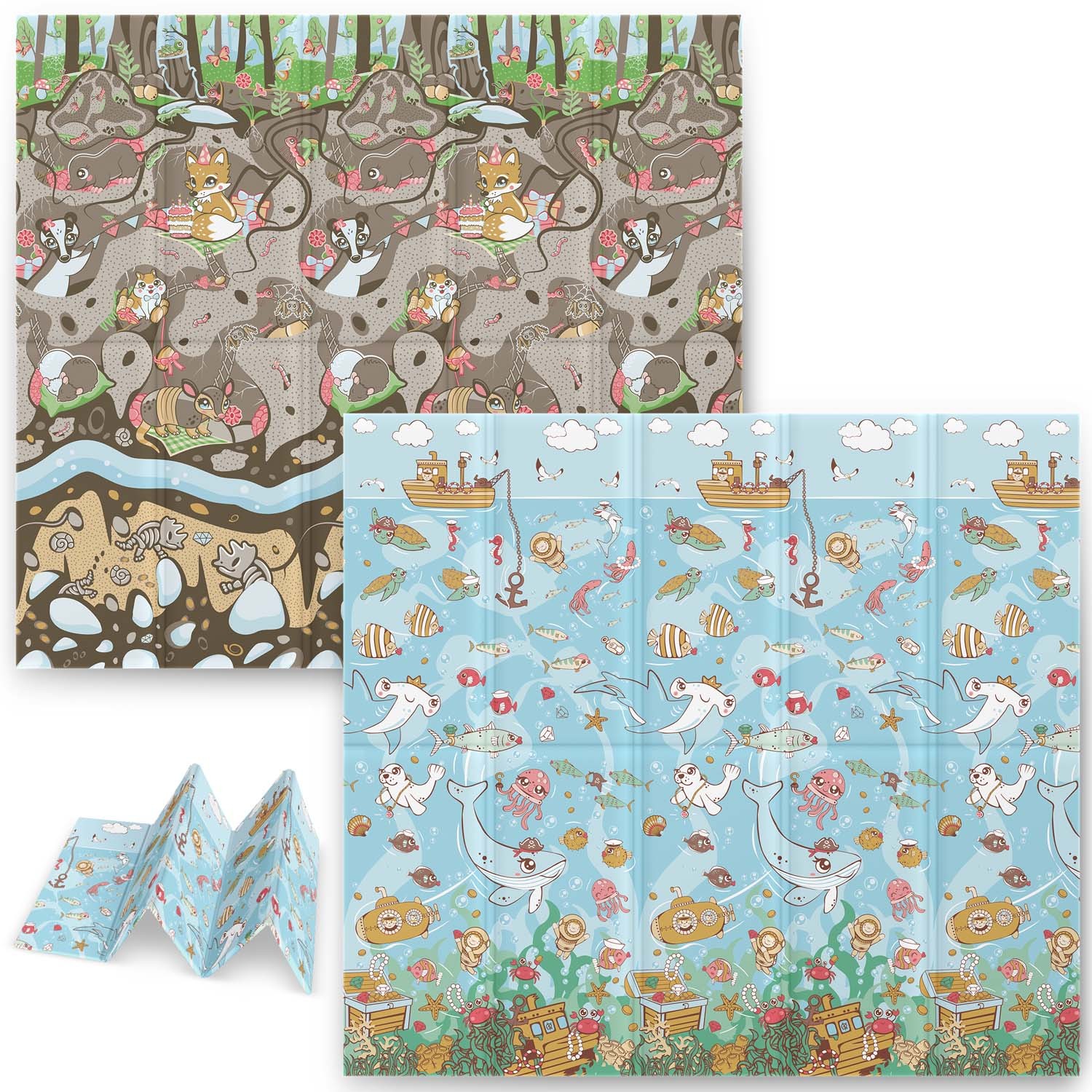 Kokkupandav hariduslik vahtmatt 200 x 180 x 1 cm Nukido NK-340 ookean-maa