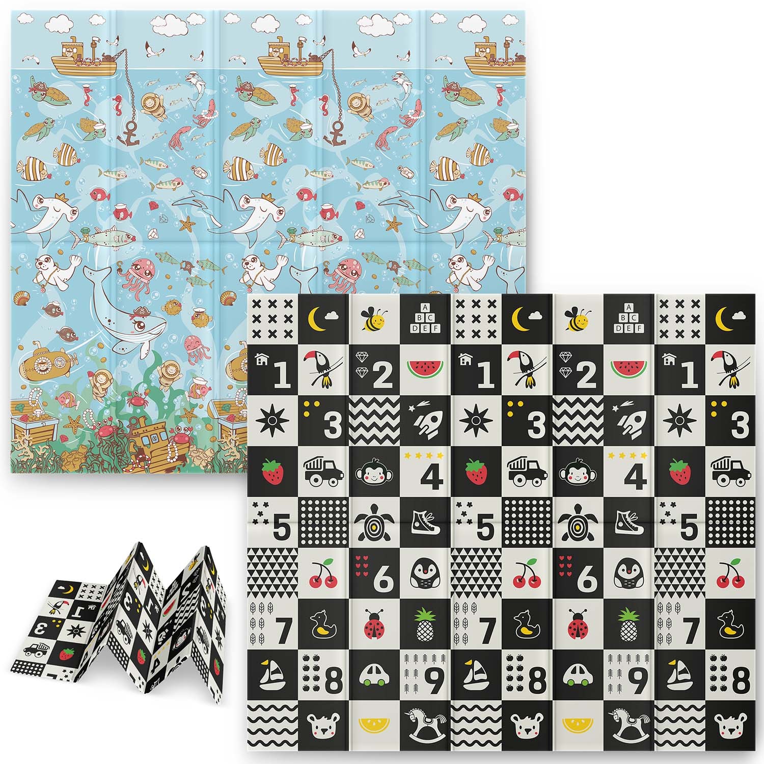 Kokkupandav hariduslik vahtmatt 200 x 180 x 1 cm Nukido NK-340 ookeaninumbrid