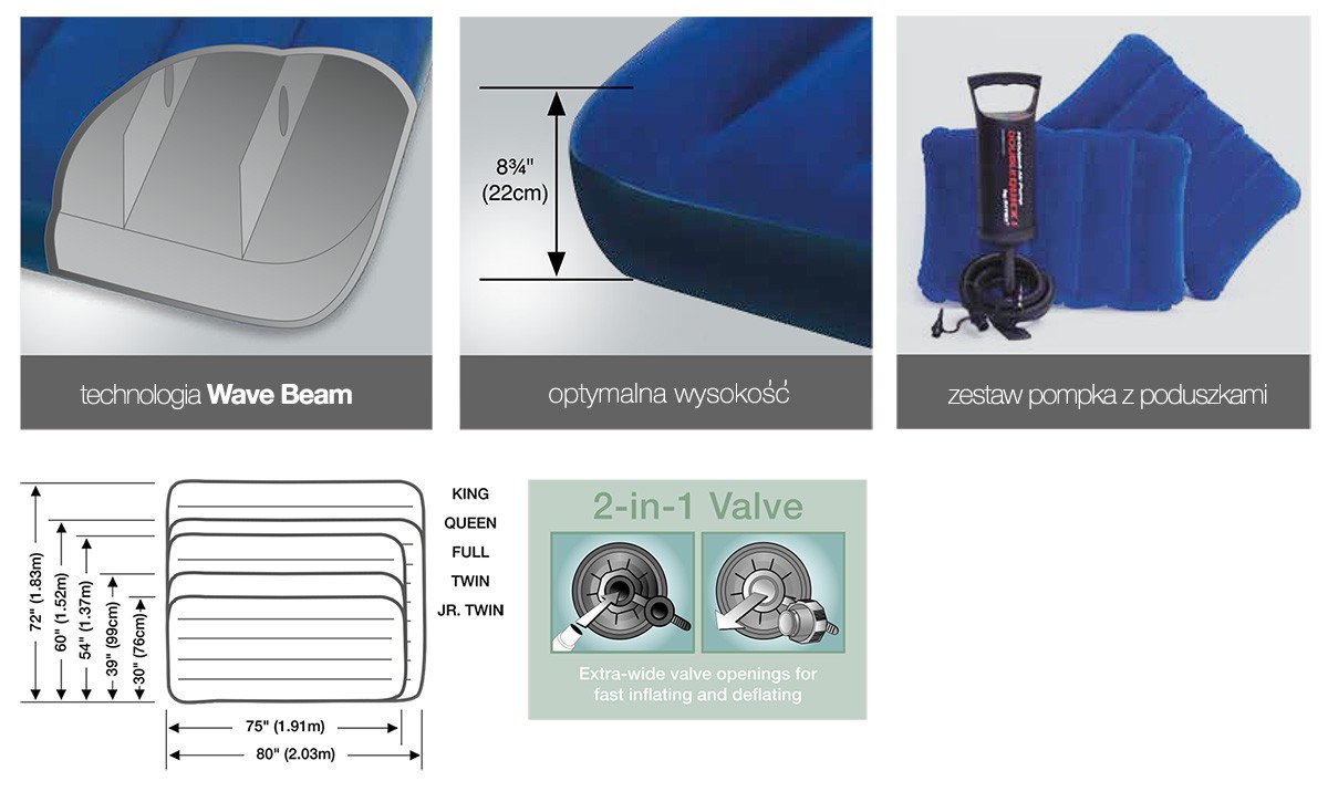 Täispuhutav madrats 203x152x22 cm kolbpumbaga INTEX 68765 - Image 6