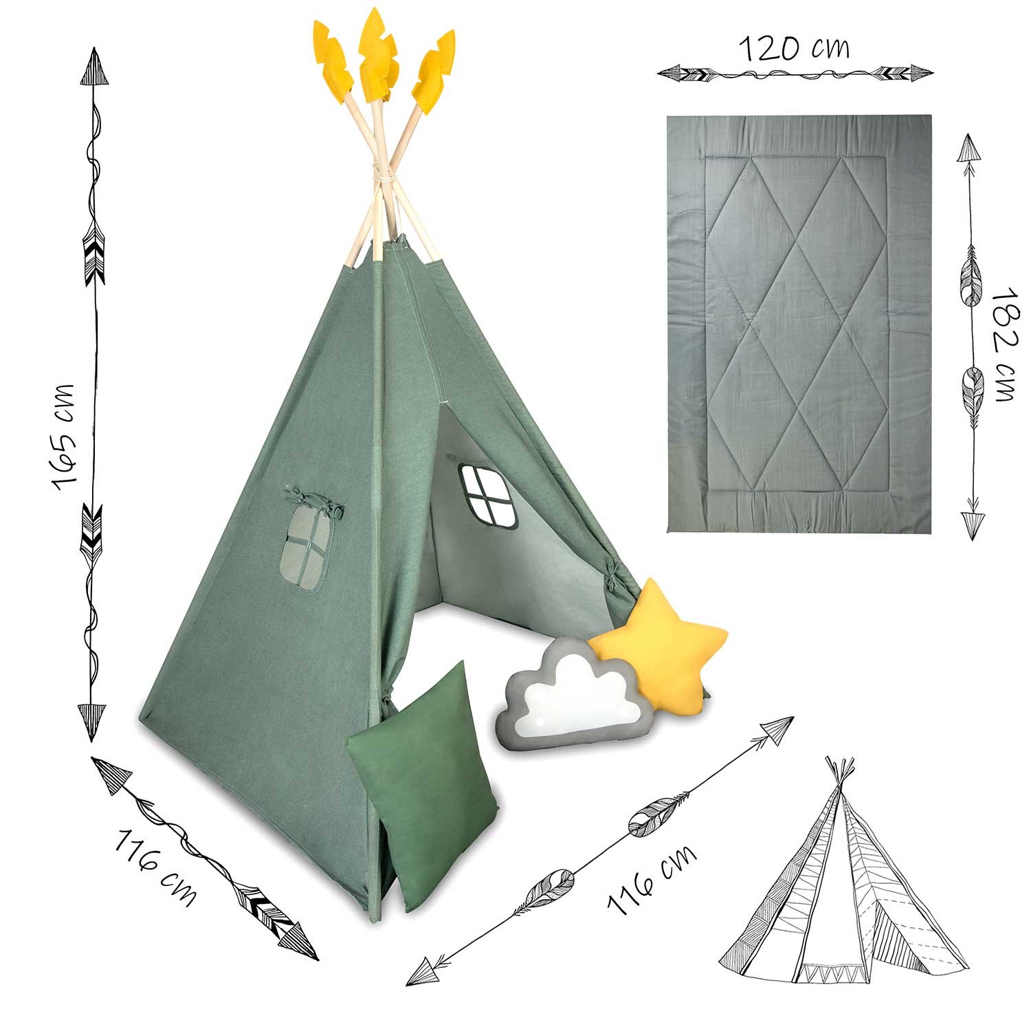 NK-406 Nukido tipi telk lastele - roheline - Image 10