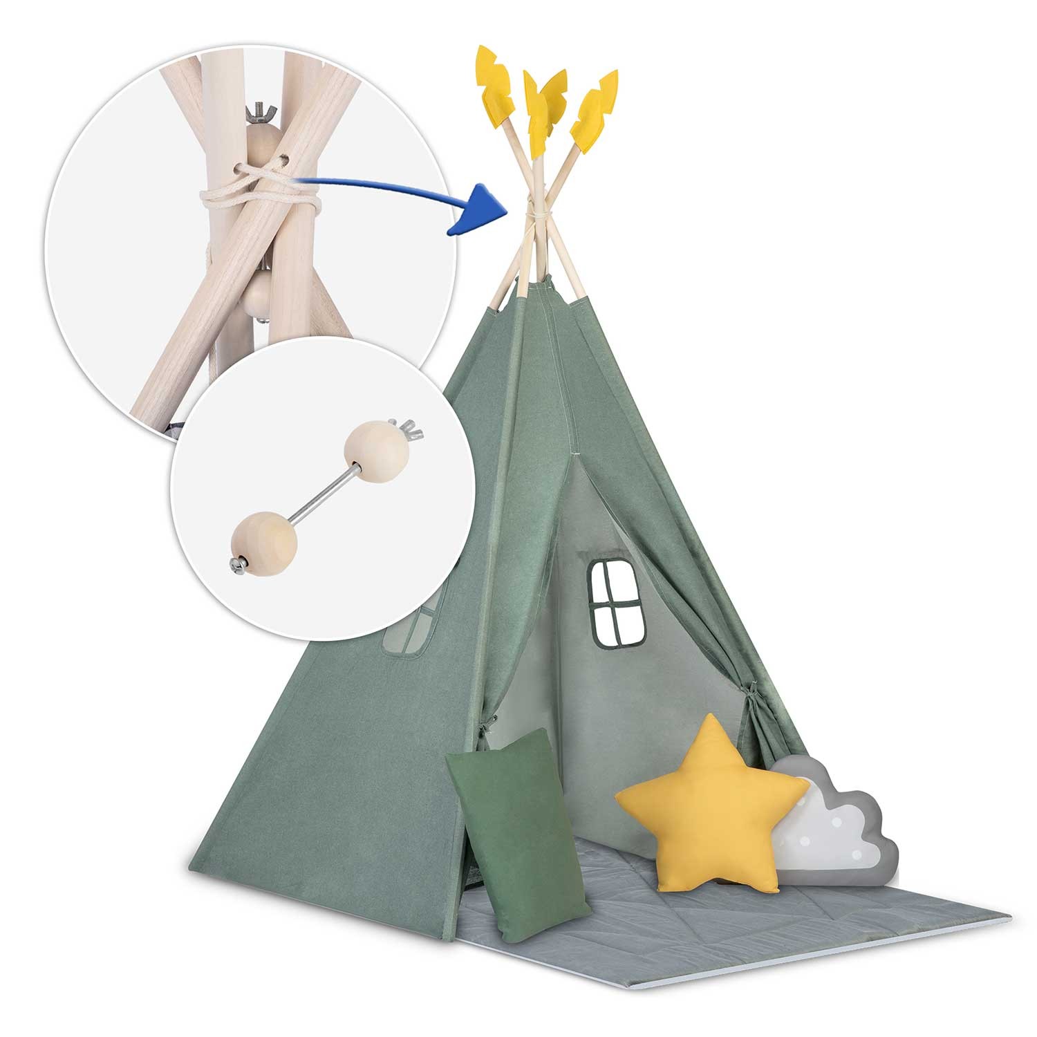 NK-406 Nukido tipi telk lastele - roheline - Image 13