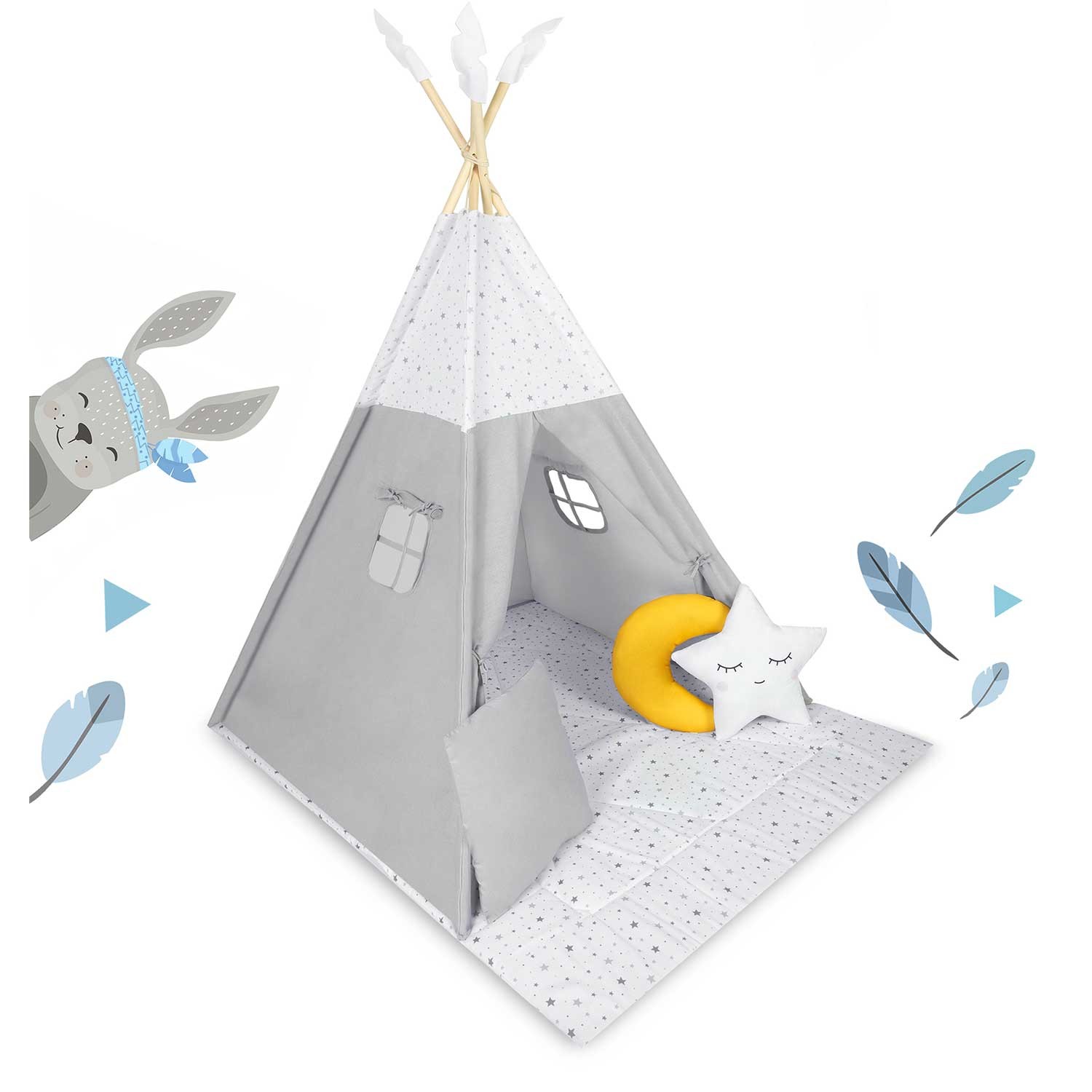 NK-406 Nukido laste tipi telk - helehall - Image 4