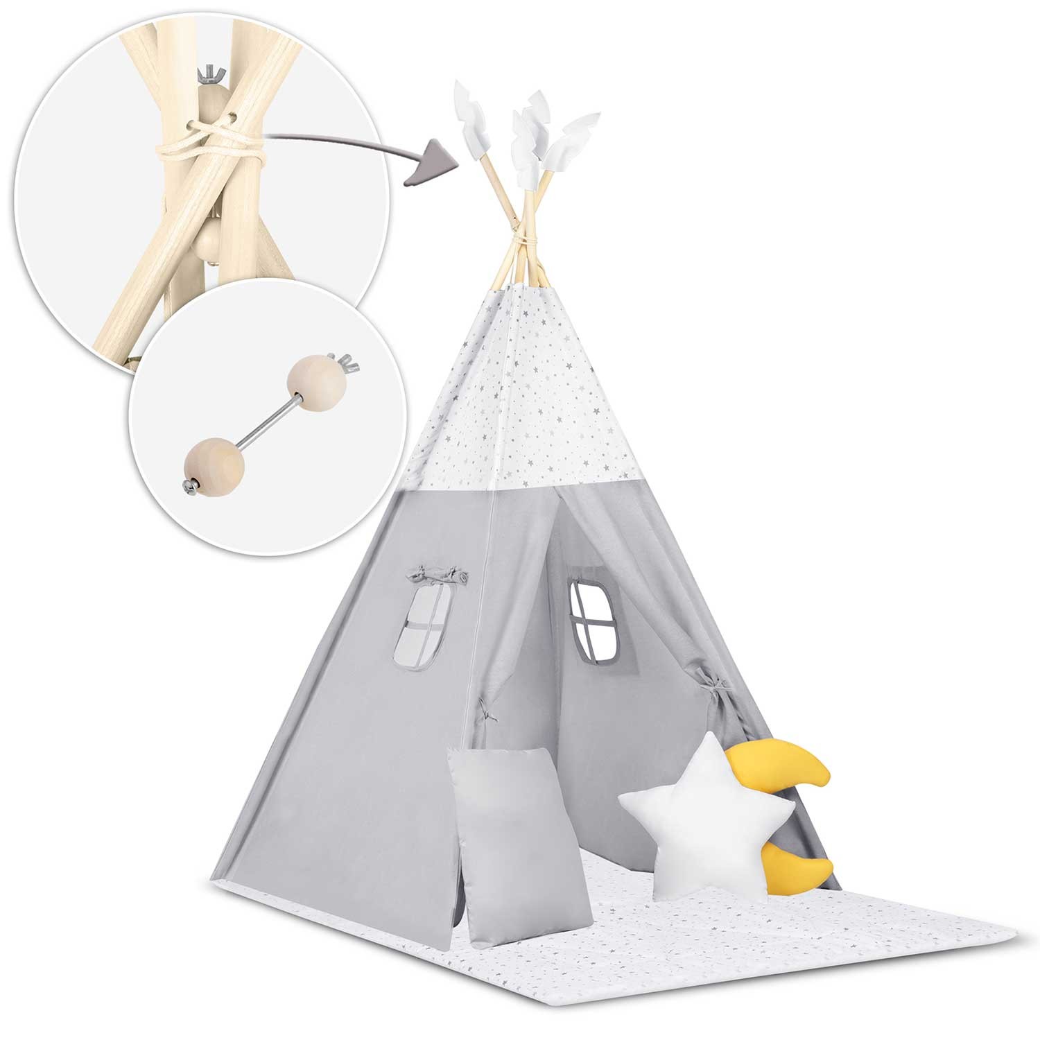 NK-406 Nukido laste tipi telk - helehall - Image 14