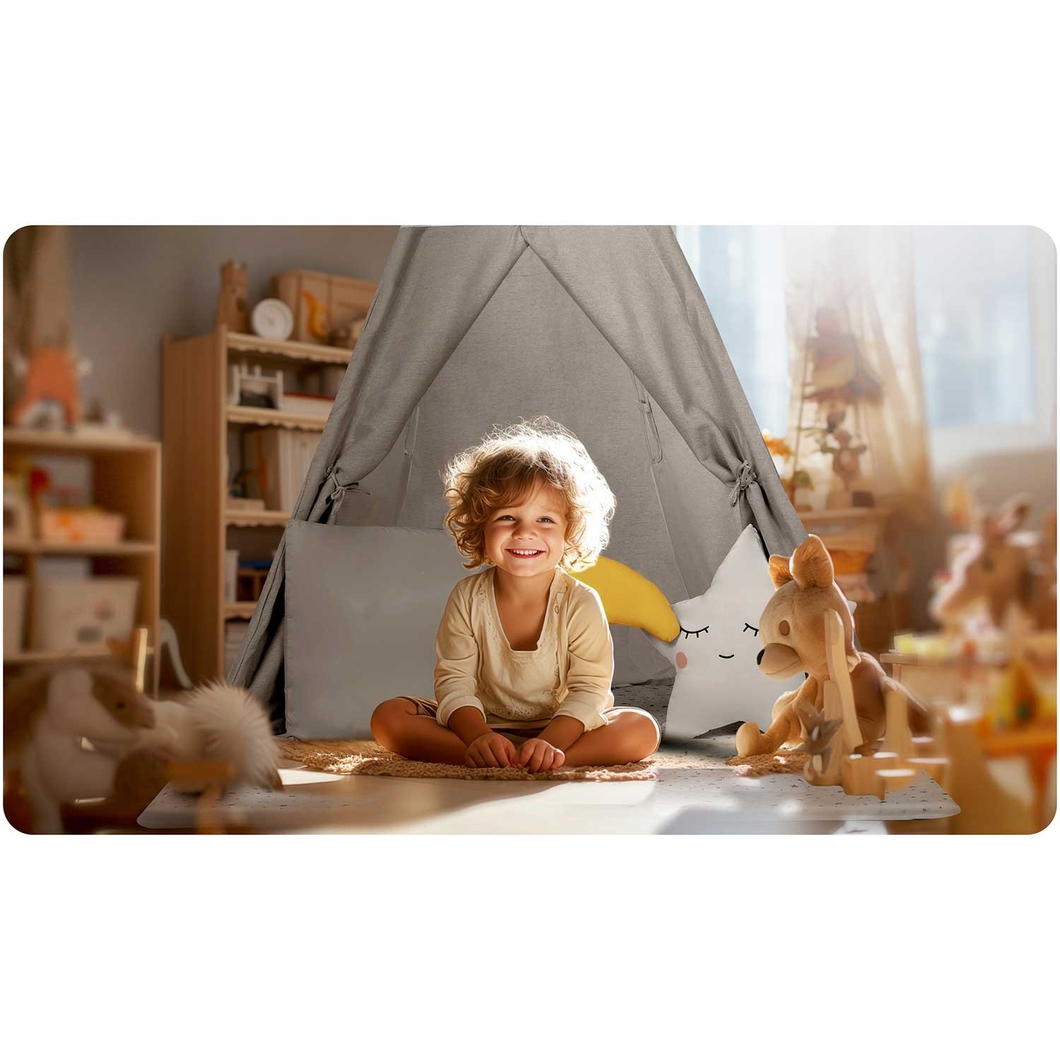 NK-406 Nukido laste tipi telk - helehall - Image 15