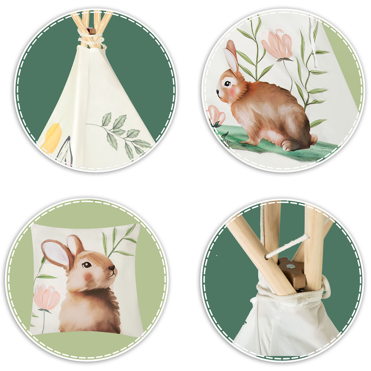 Nukido tipi telk lastele - beež - Image 8