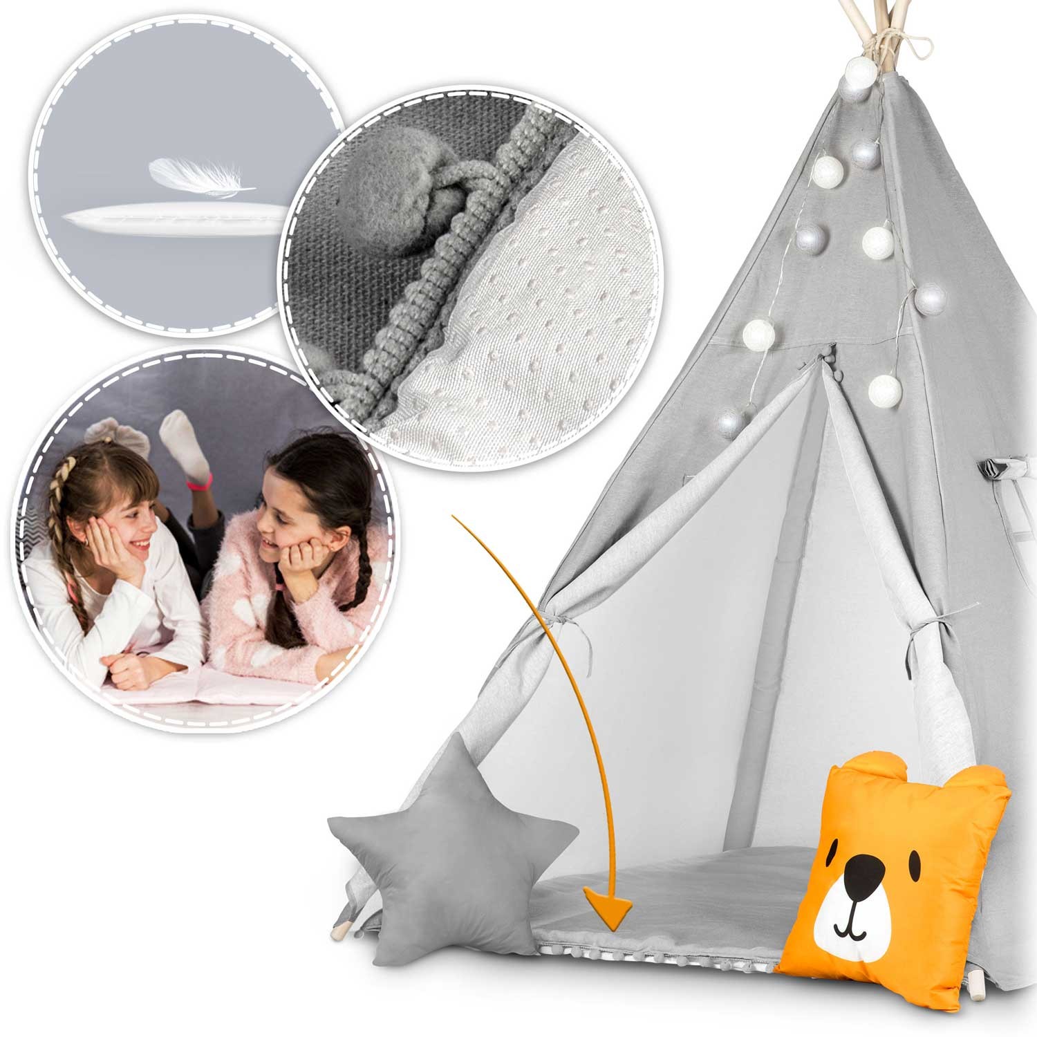 Laste tipii-telk pärja ja tuledega - hall - Image 4