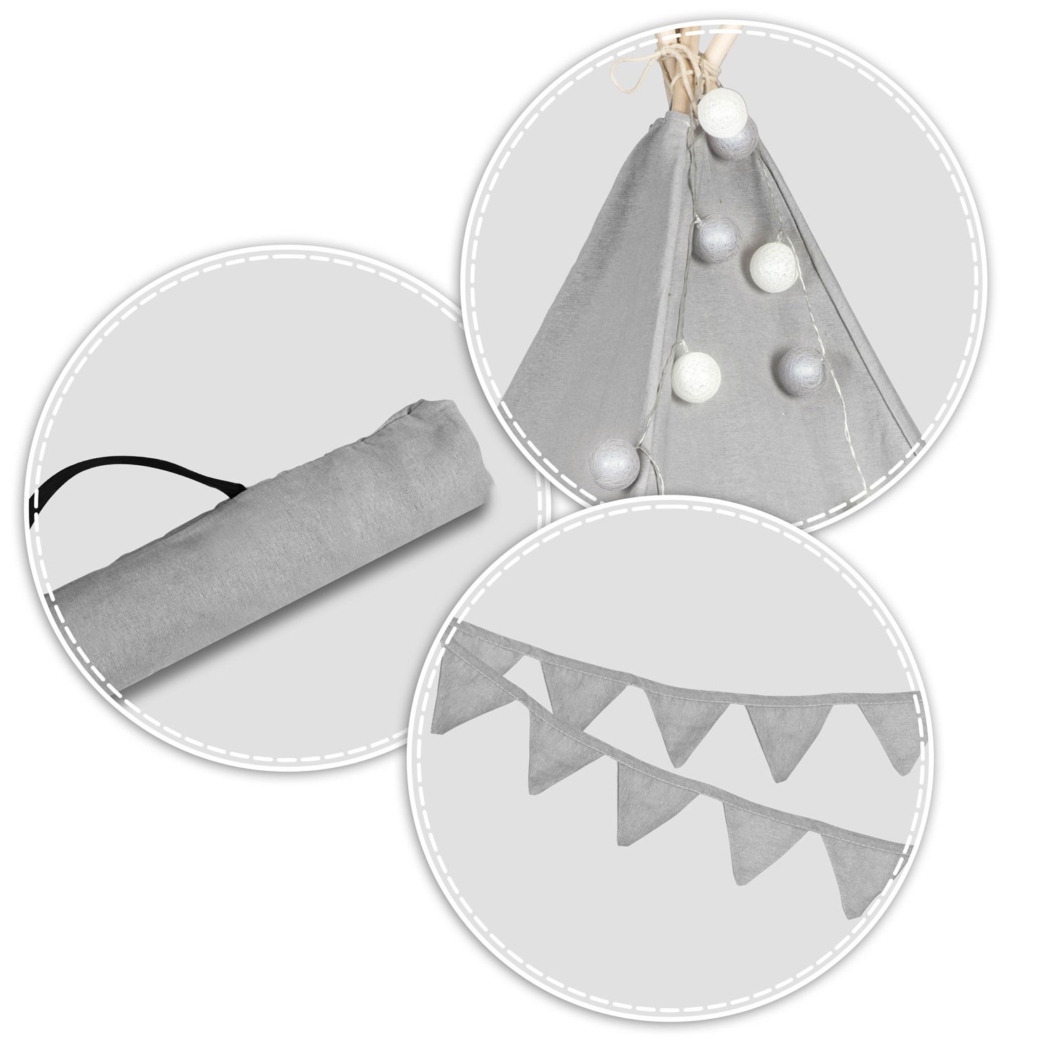 Laste tipii-telk pärja ja tuledega - hall - Image 11