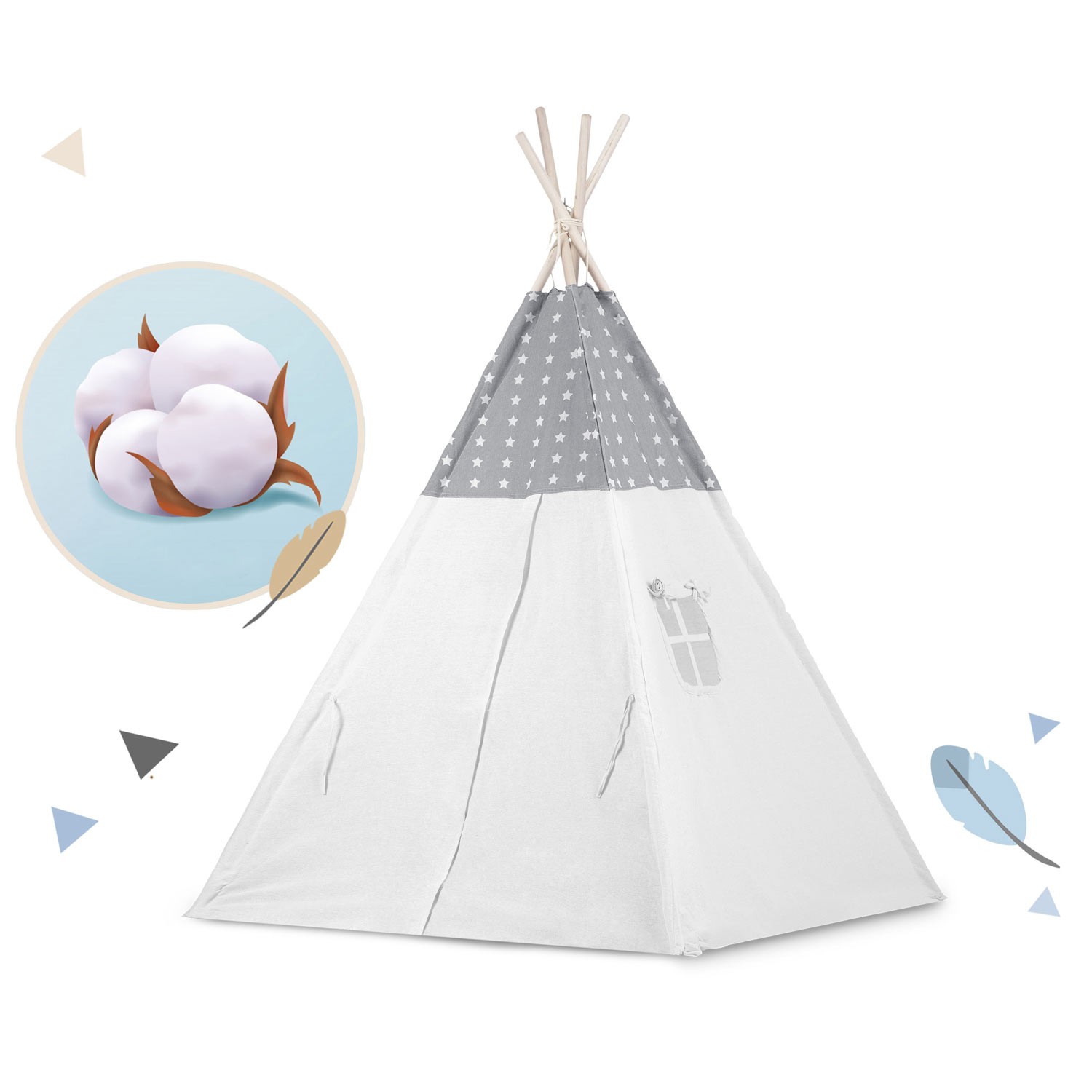 Laste tipii-telk pärja ja tuledega - helehall tähtedega - Image 3