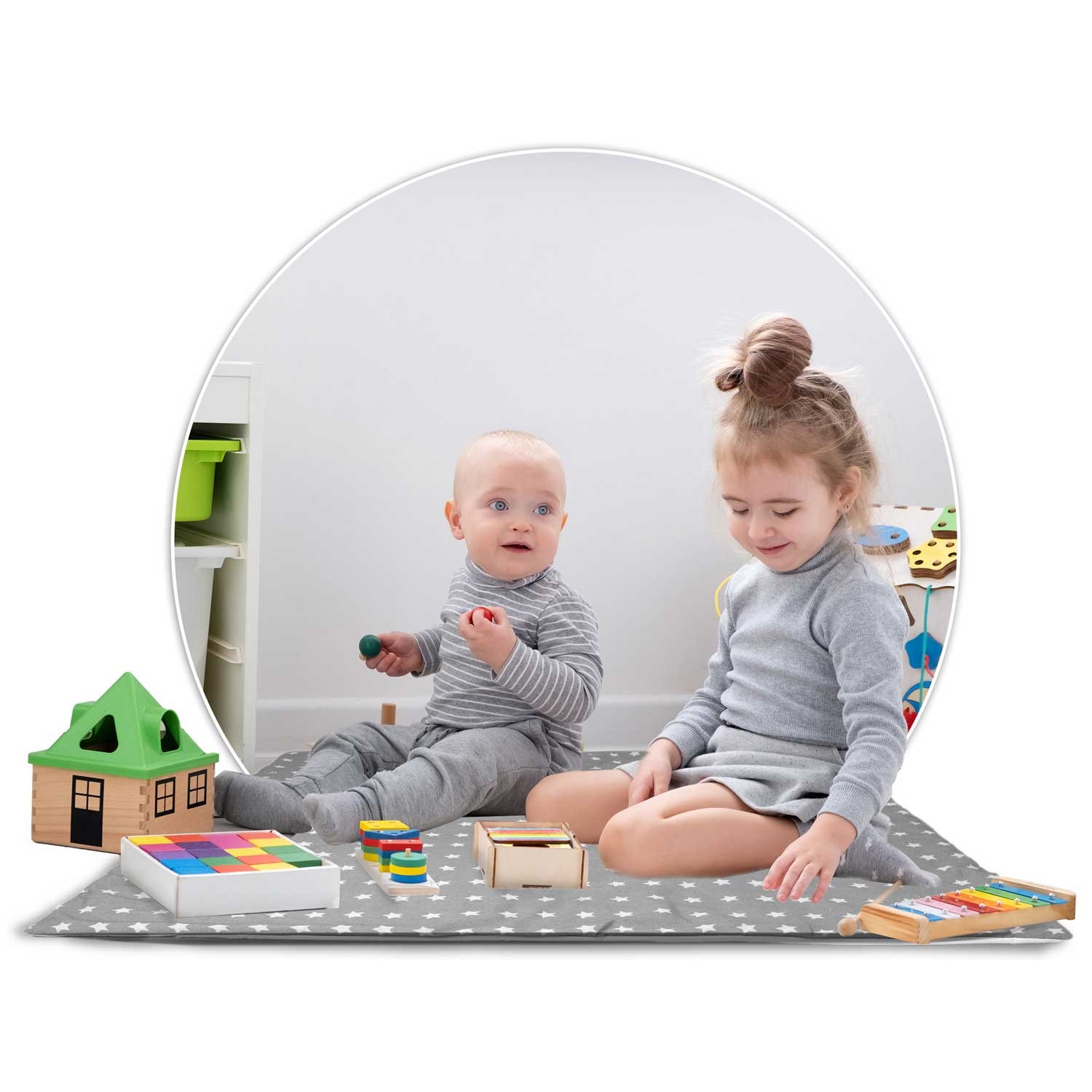 Laste tipii-telk pärja ja tuledega - helehall tähtedega - Image 13