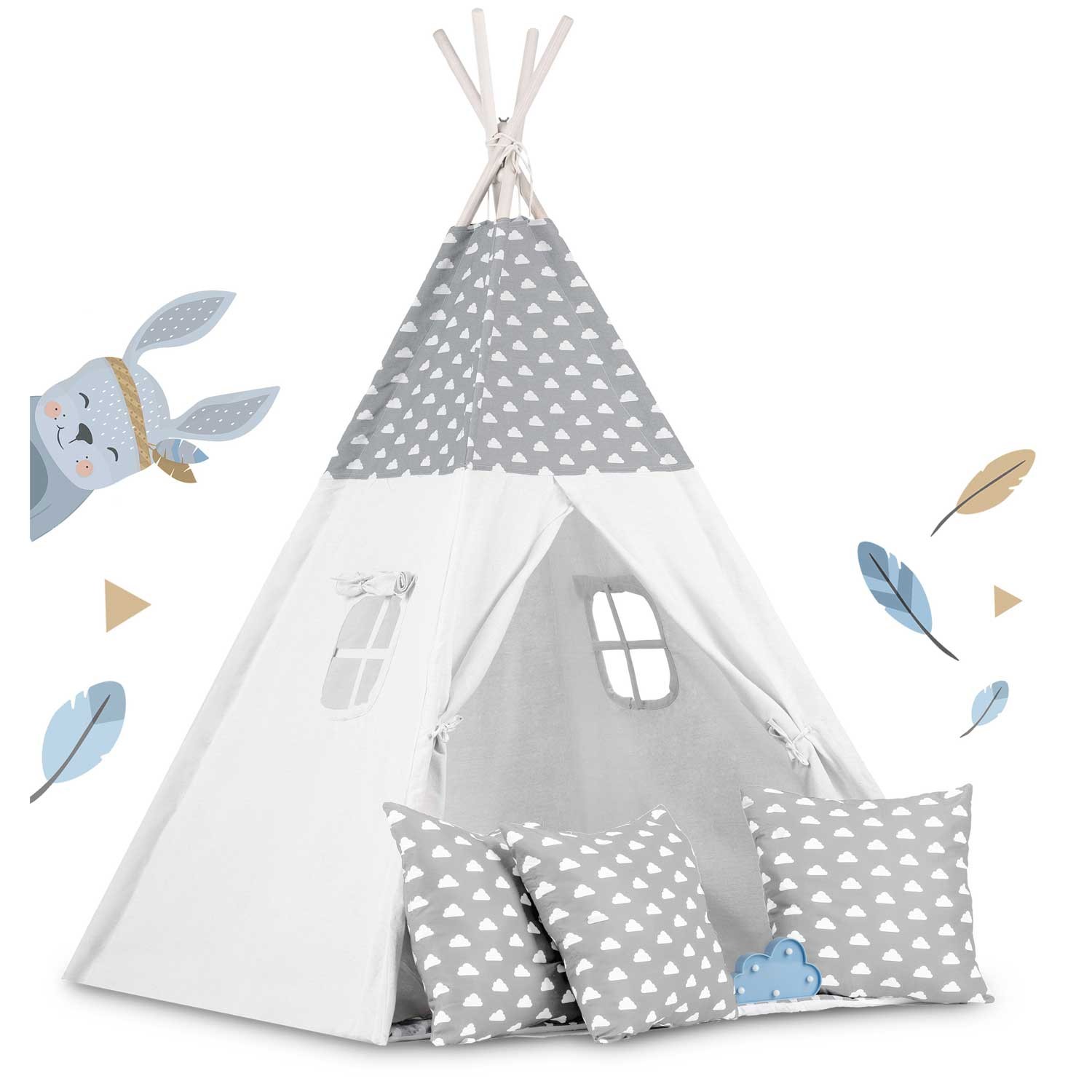 Laste tipii-telk pärja ja tuledega - helehall pilvedega - Image 2