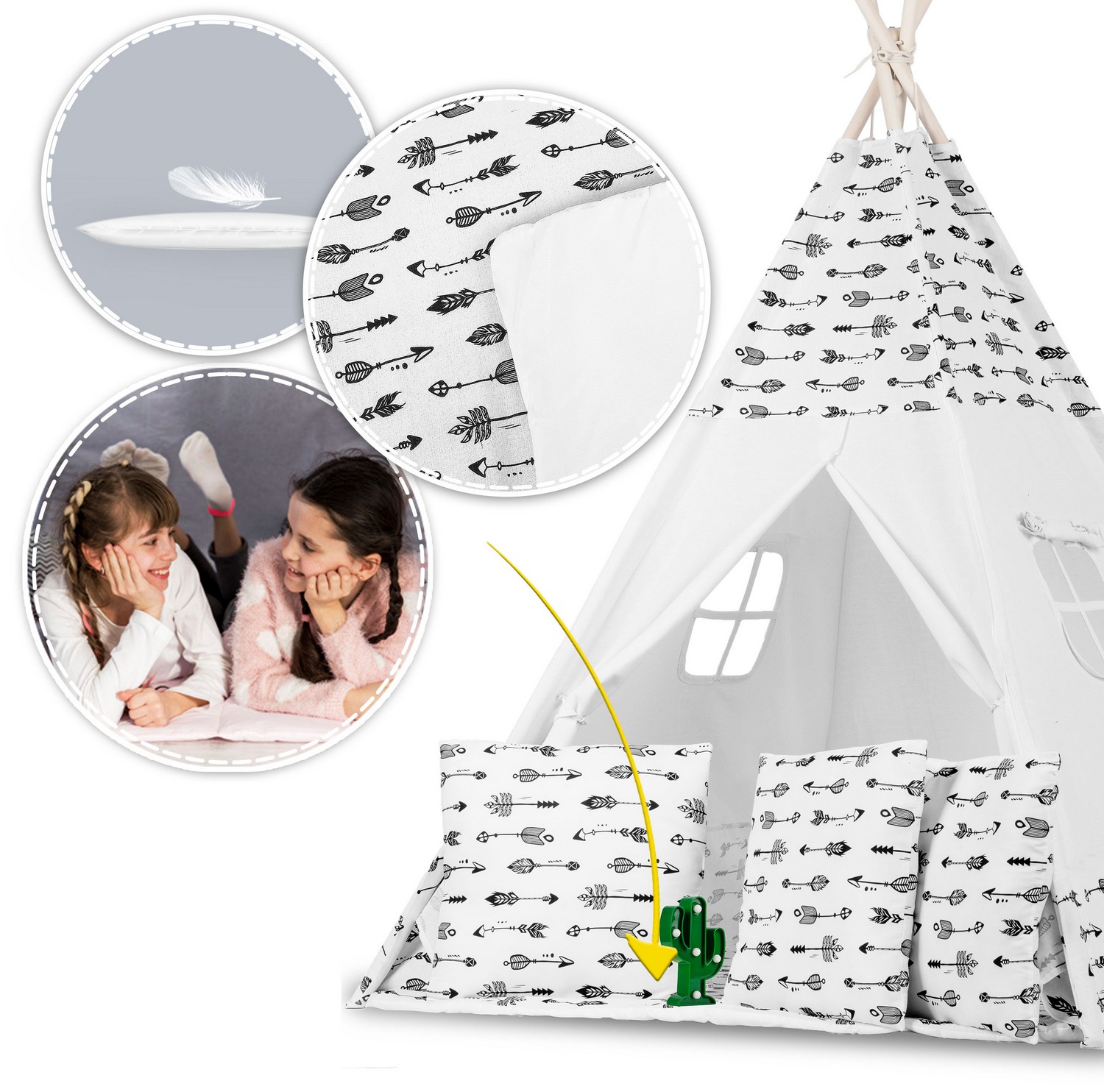 Laste tipii-telk pärja ja tuledega - valge nooltega - Image 10