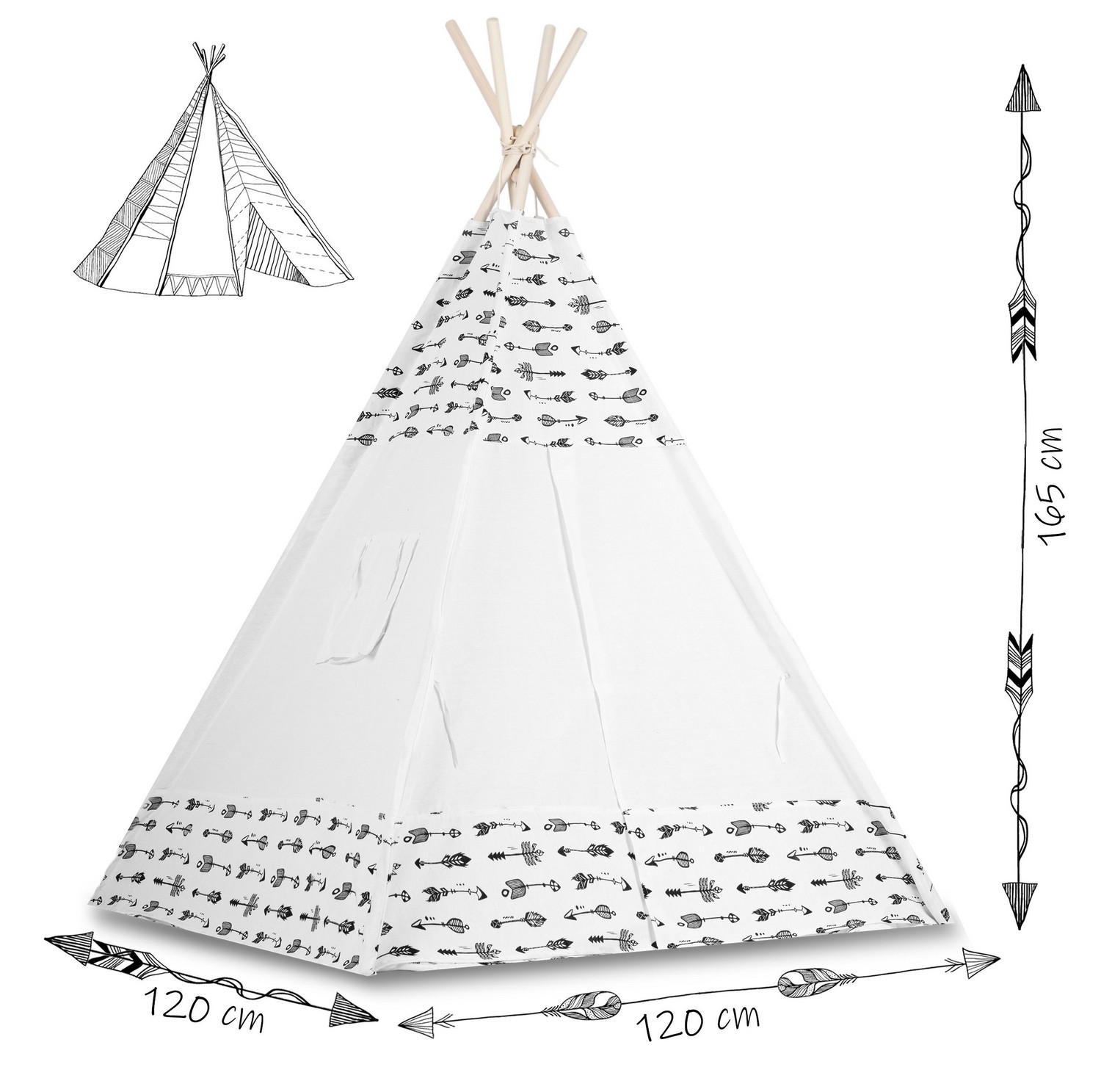 Laste tipii-telk pärja ja tuledega - valge nooltega - Image 12