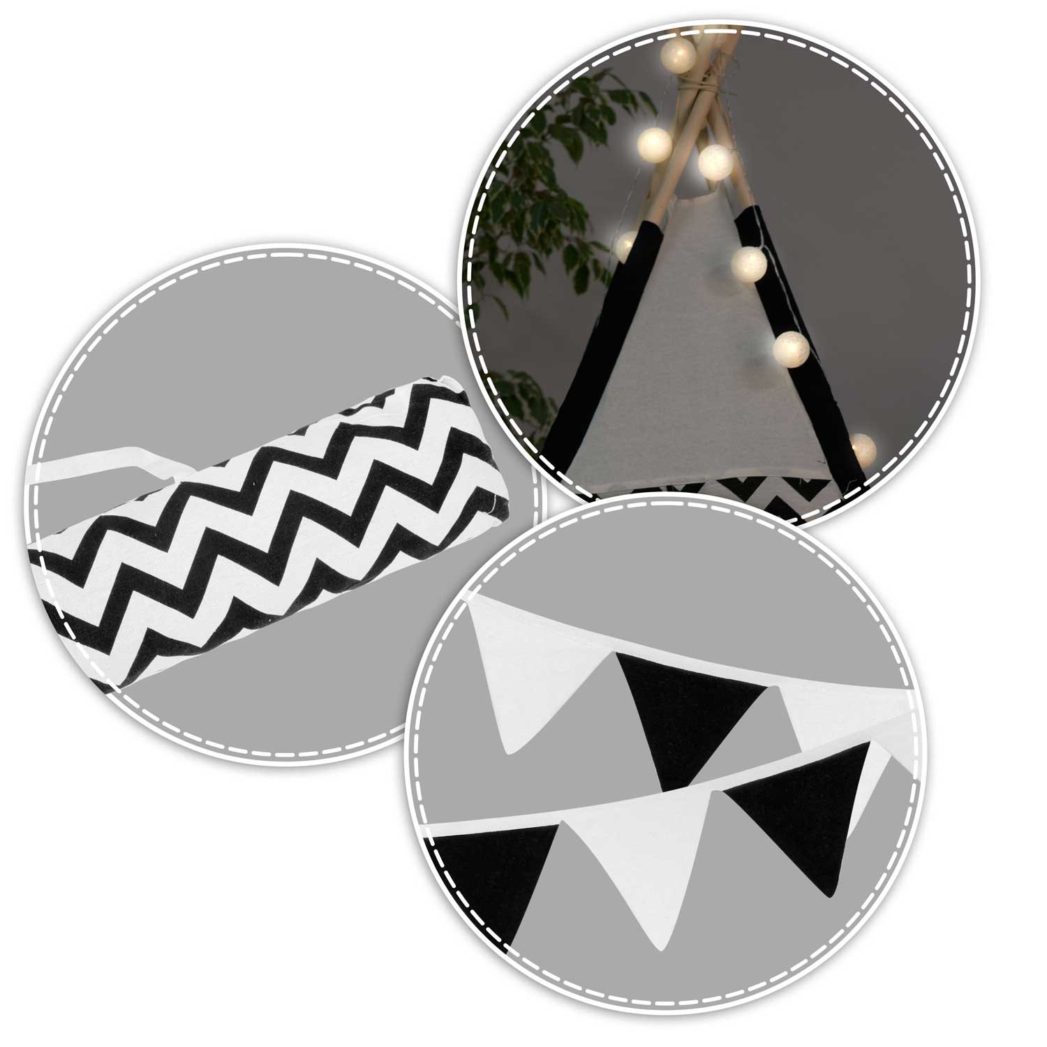 Laste tipii-telk vaniku ja tuledega - mustvalge pandaga - Image 6