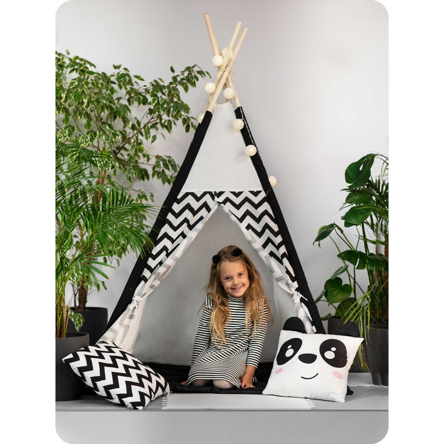 Laste tipii-telk vaniku ja tuledega - mustvalge pandaga - Image 13