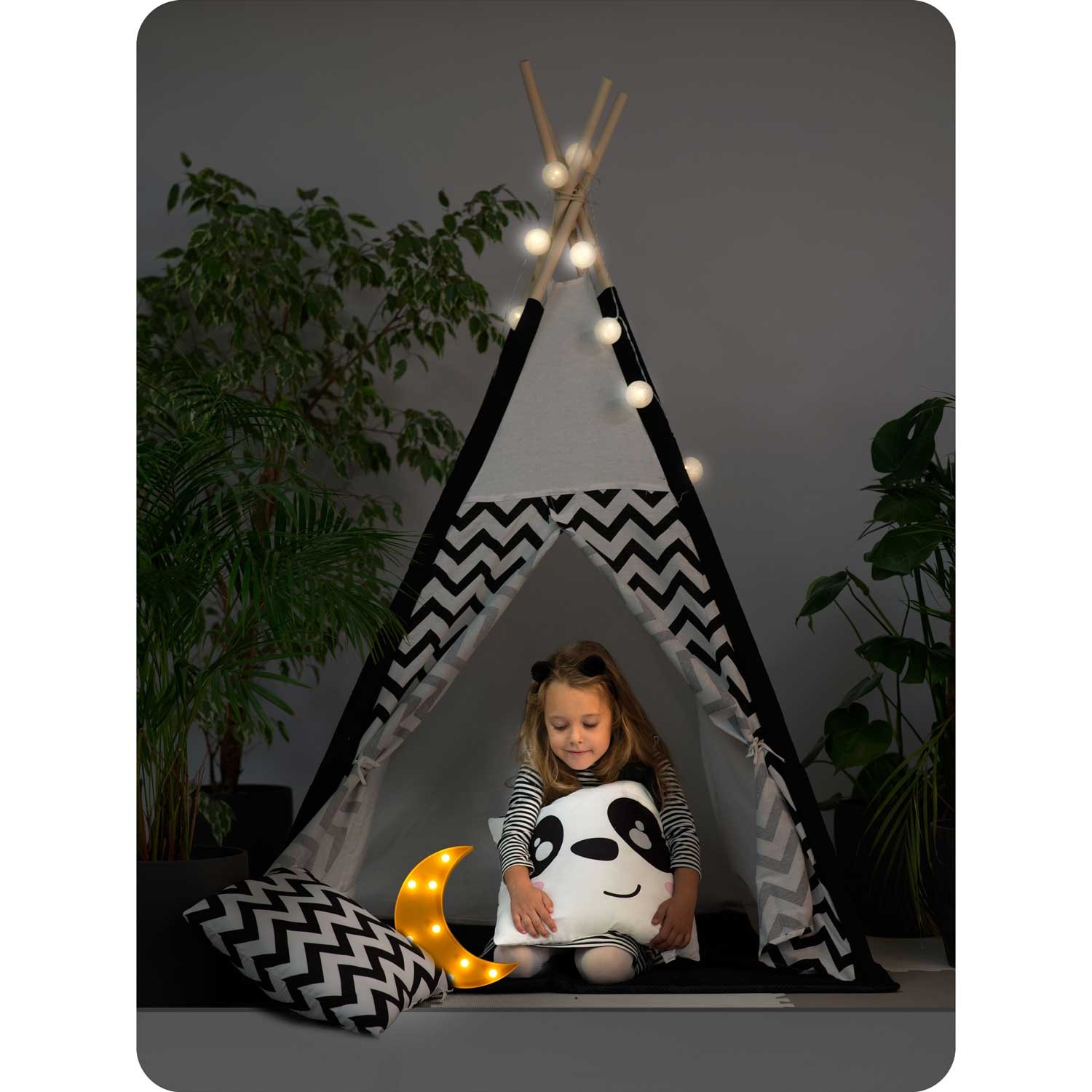 Laste tipii-telk vaniku ja tuledega - mustvalge pandaga - Image 14