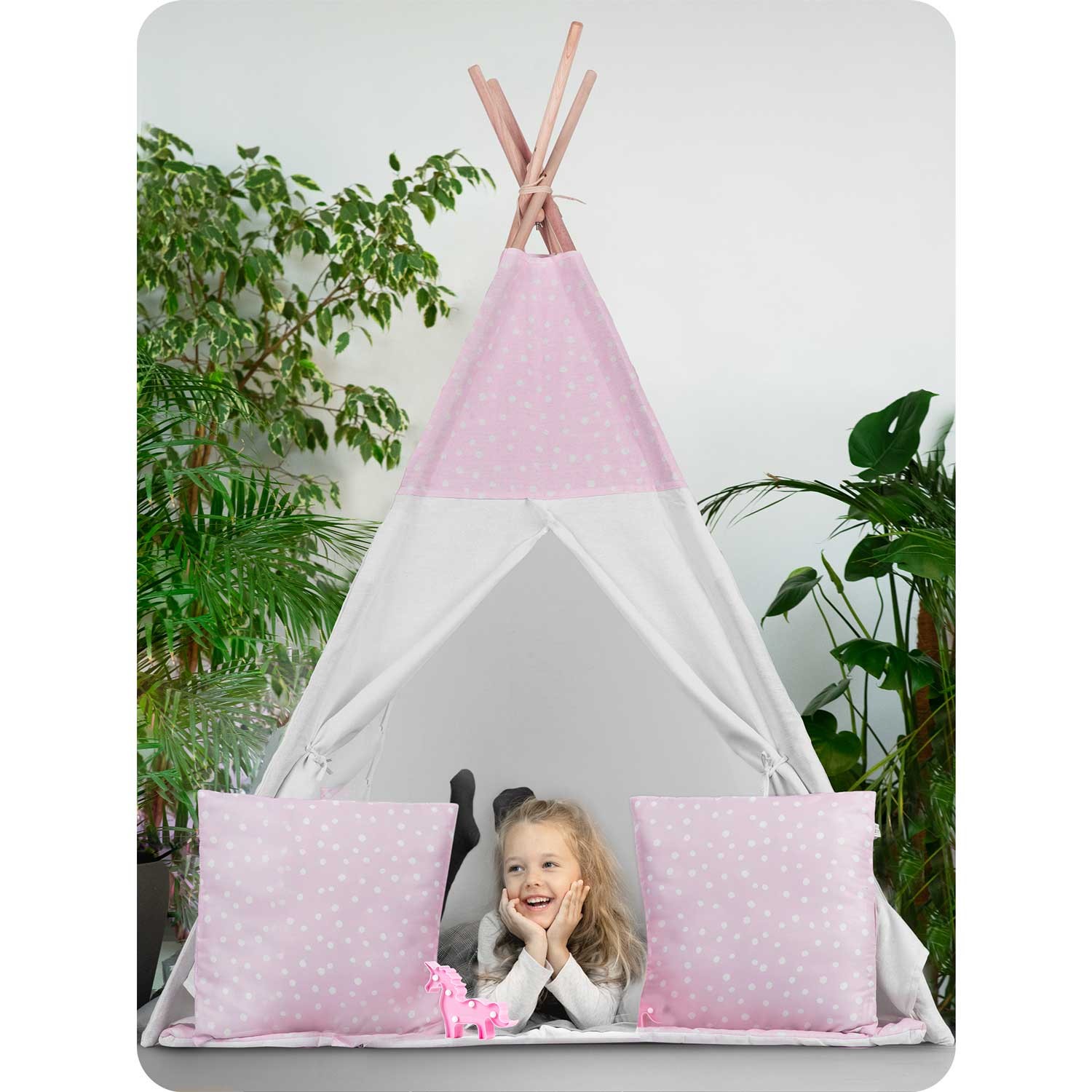 Laste tipii telk tuledega - roosa täppidega - Image 7