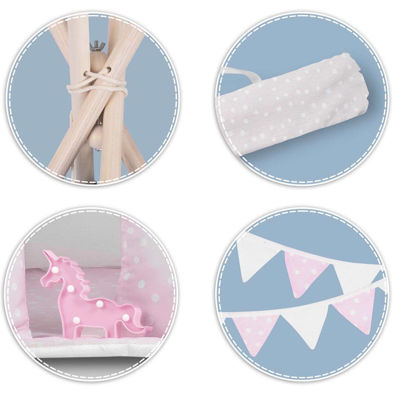 Laste tipii telk tuledega - roosa täppidega - Image 8