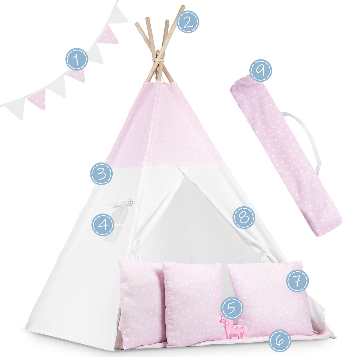 Laste tipii telk tuledega - roosa täppidega - Image 9