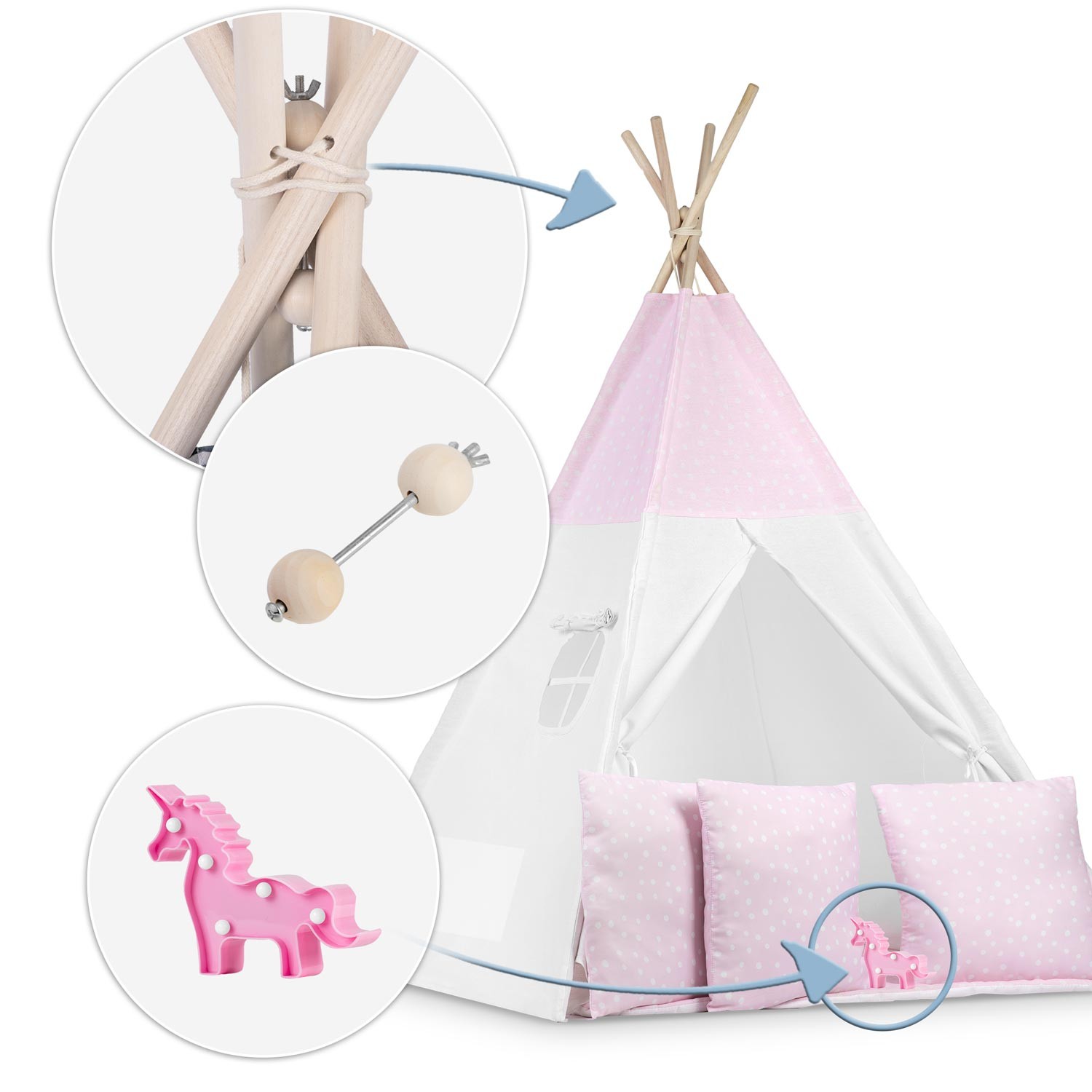 Laste tipii telk tuledega - roosa täppidega - Image 6