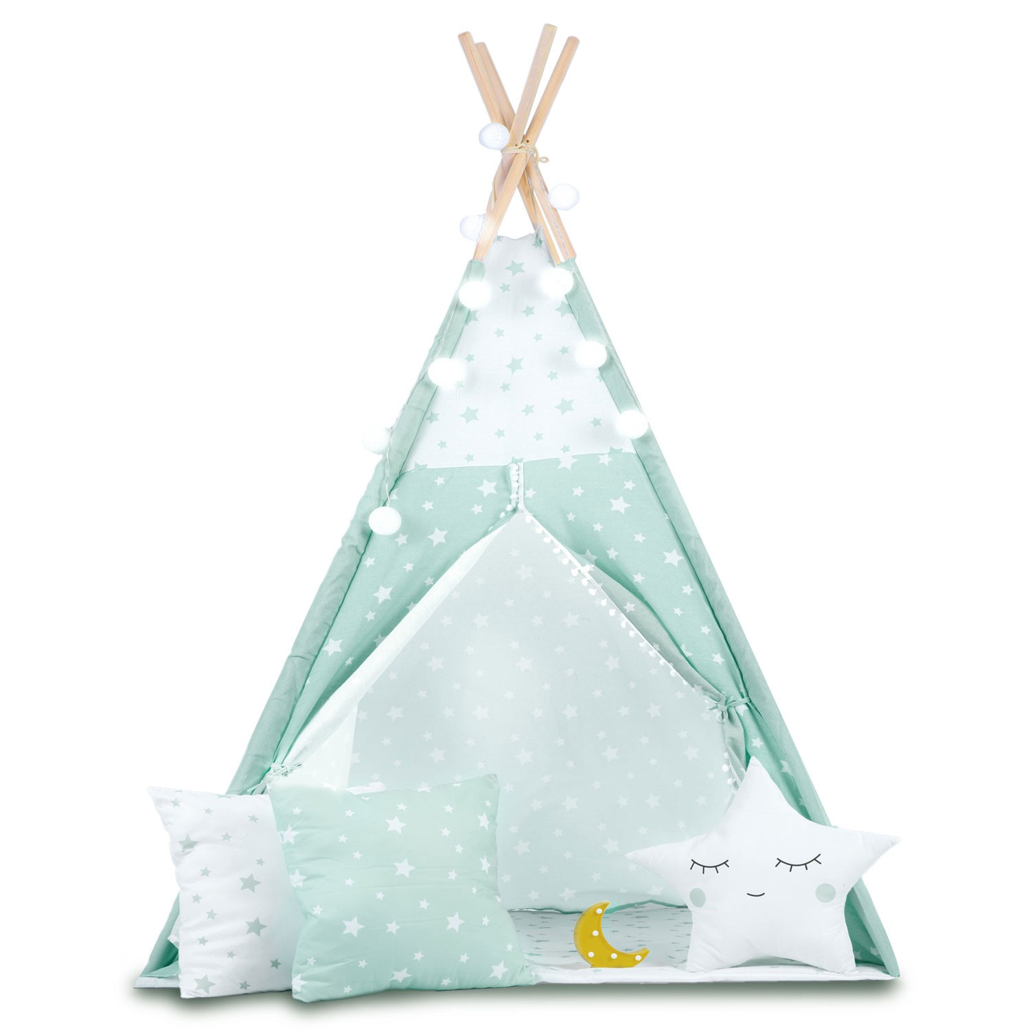 Laste tipii telk tuledega - mündiroheline tähtedega - Image 2