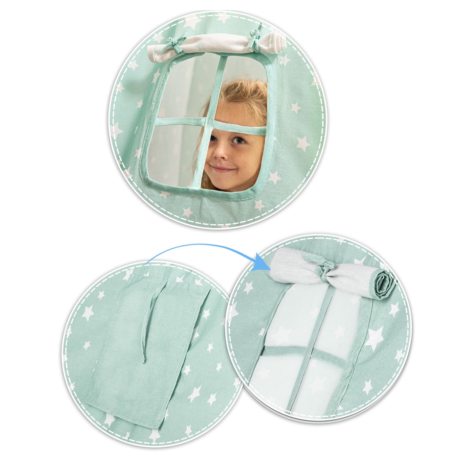 Laste tipii telk tuledega - mündiroheline tähtedega - Image 8