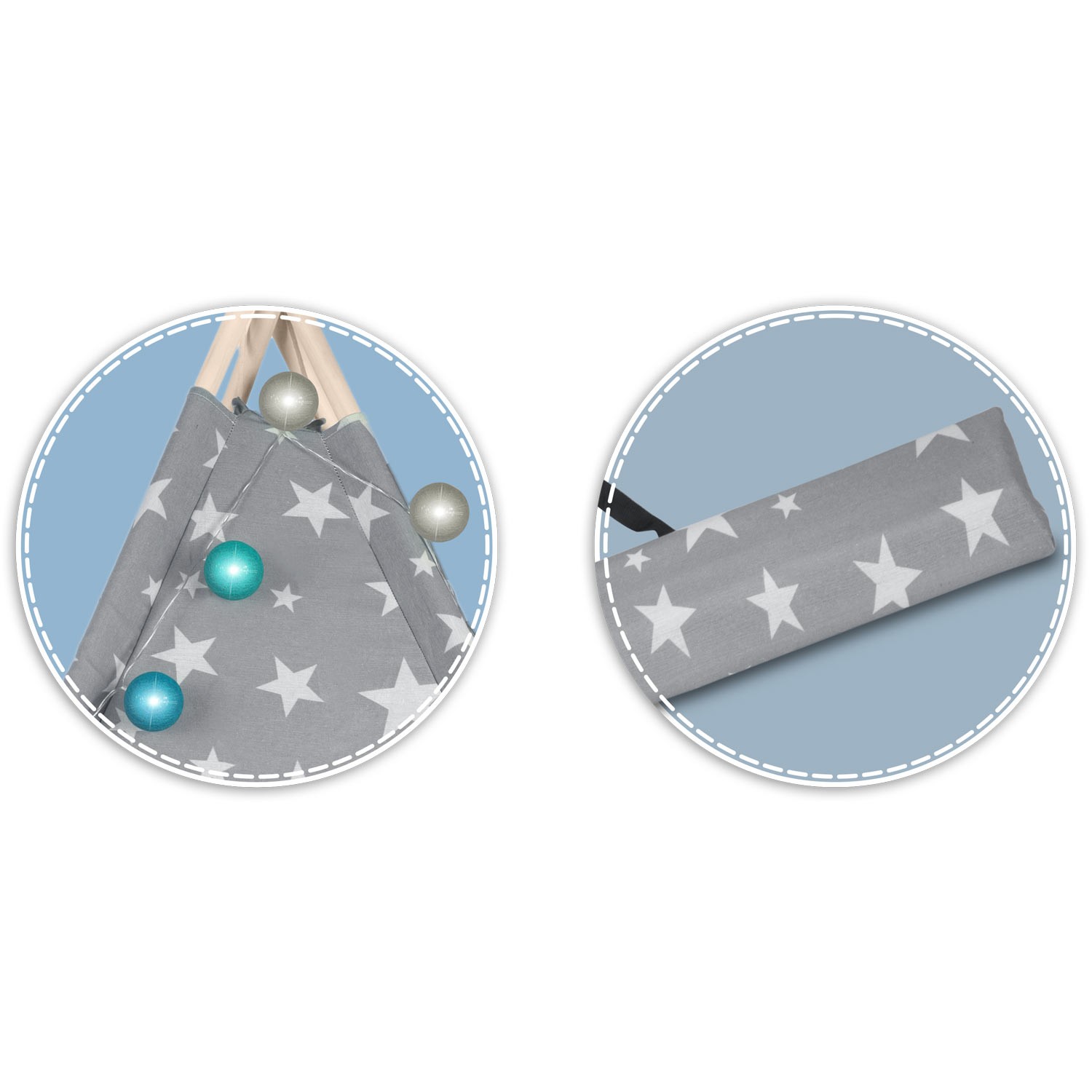 Nukido laste tipii telk tuledega - hall ja tähtedega - Image 5