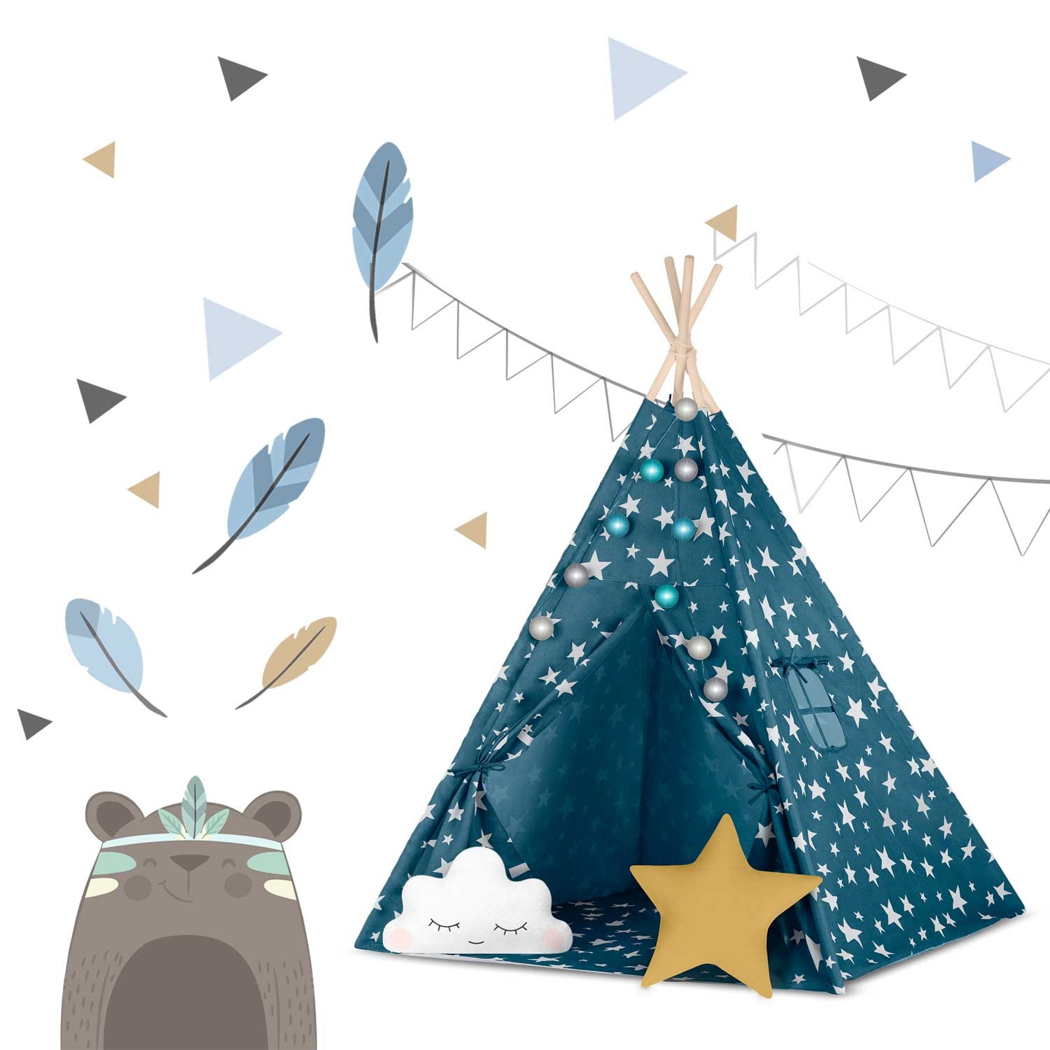 Nukido laste tipii telk tuledega - sinine - Image 10