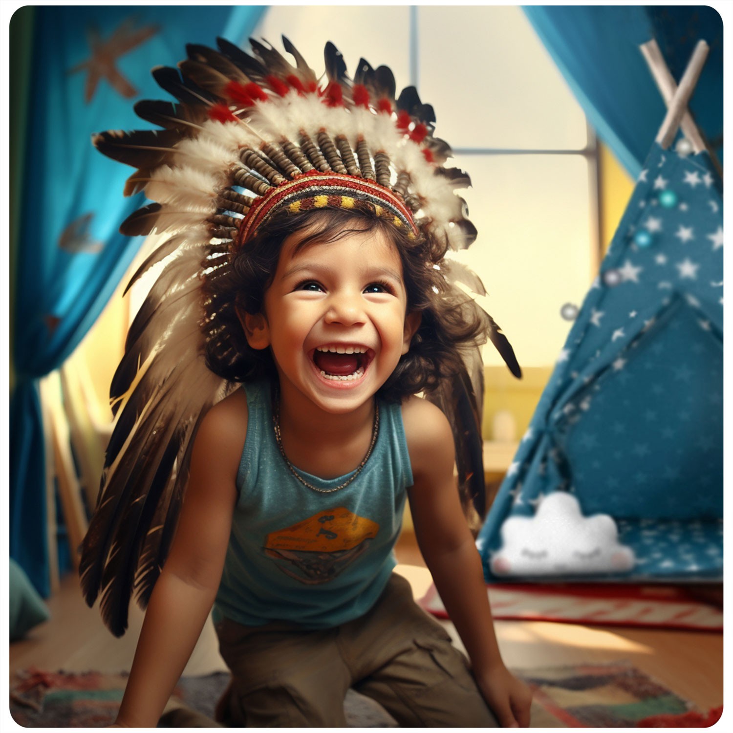 Nukido laste tipii telk tuledega - sinine - Image 16