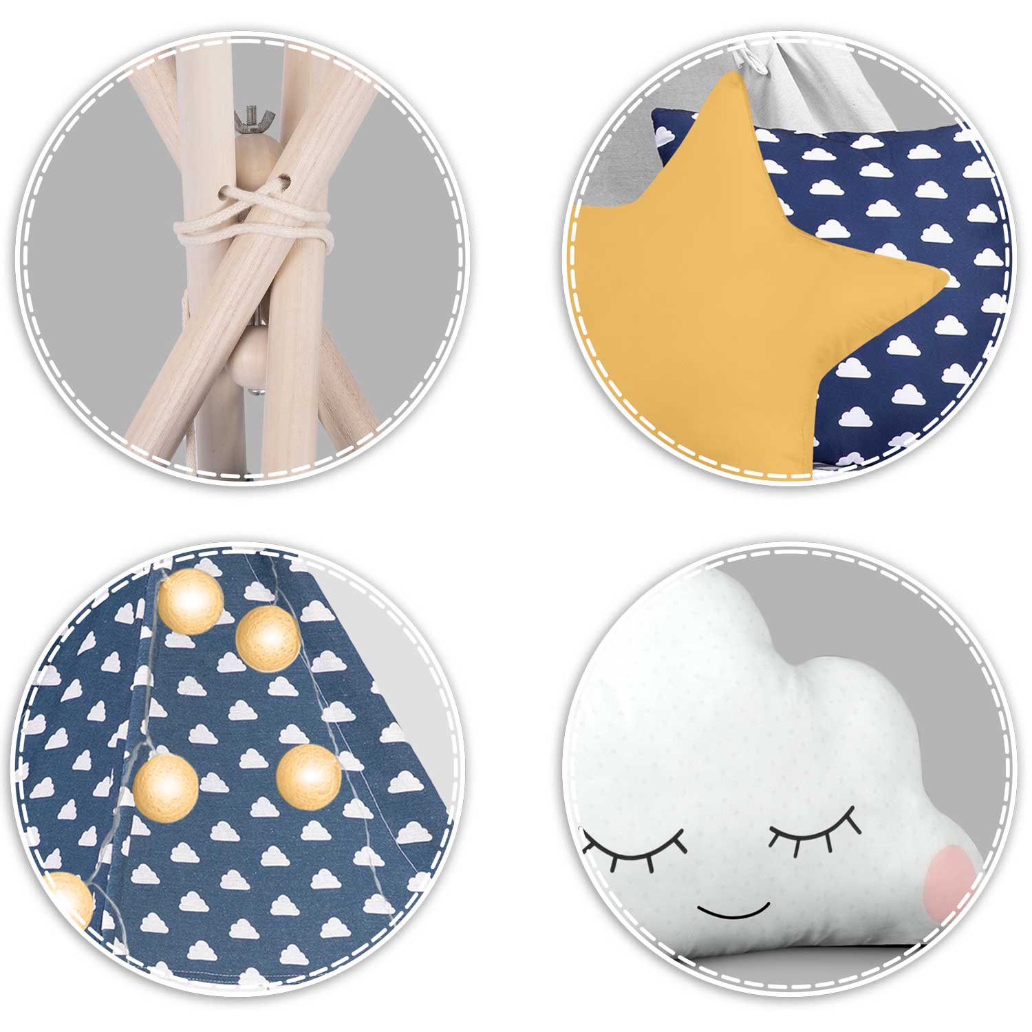 Nukido laste tiipee telk tuledega - tumesinine - Image 7