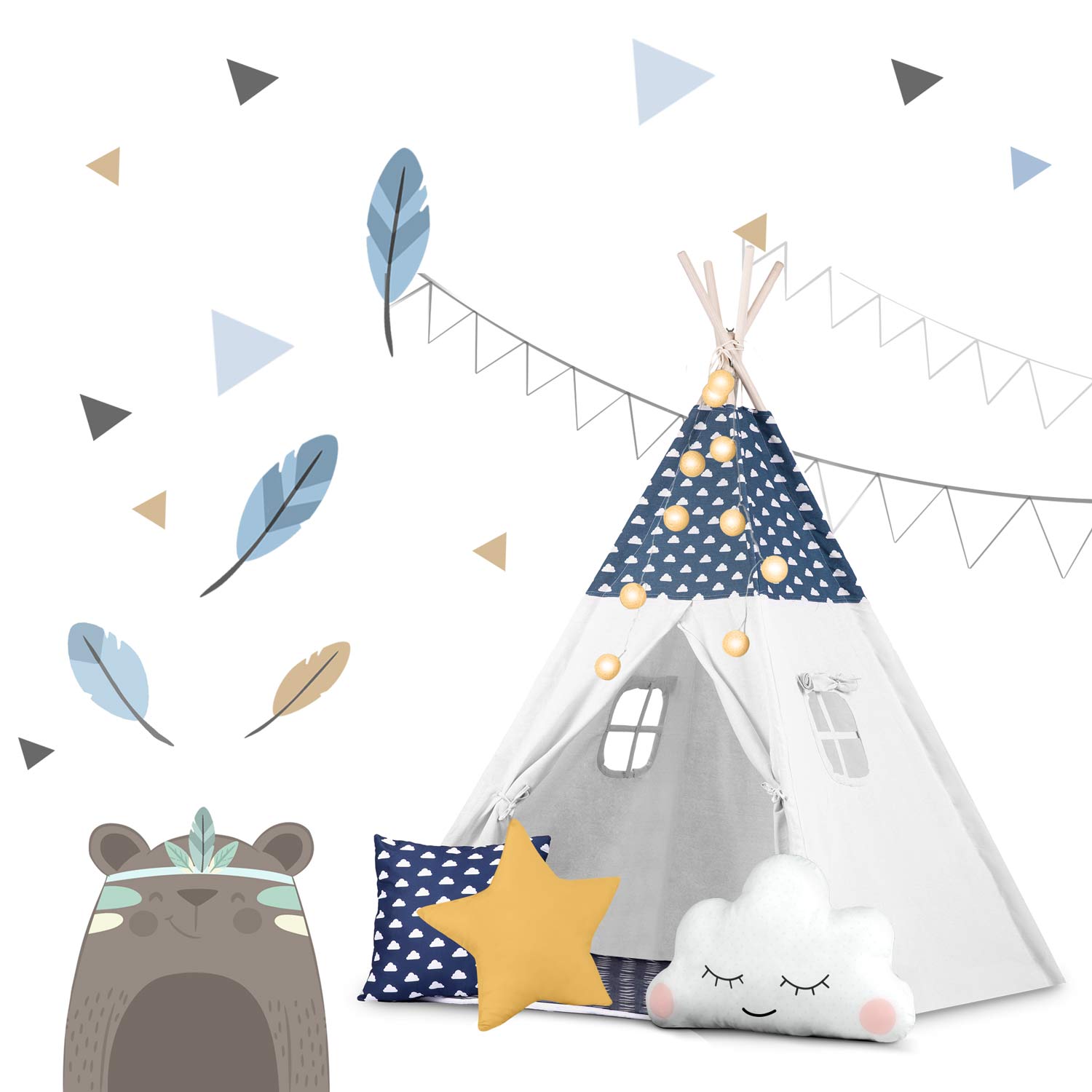 Nukido laste tiipee telk tuledega - tumesinine - Image 12