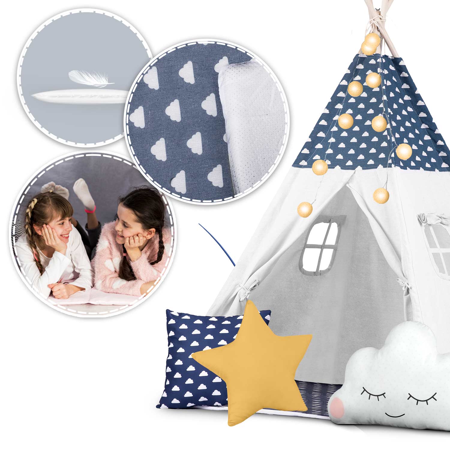 Nukido laste tiipee telk tuledega - tumesinine - Image 13