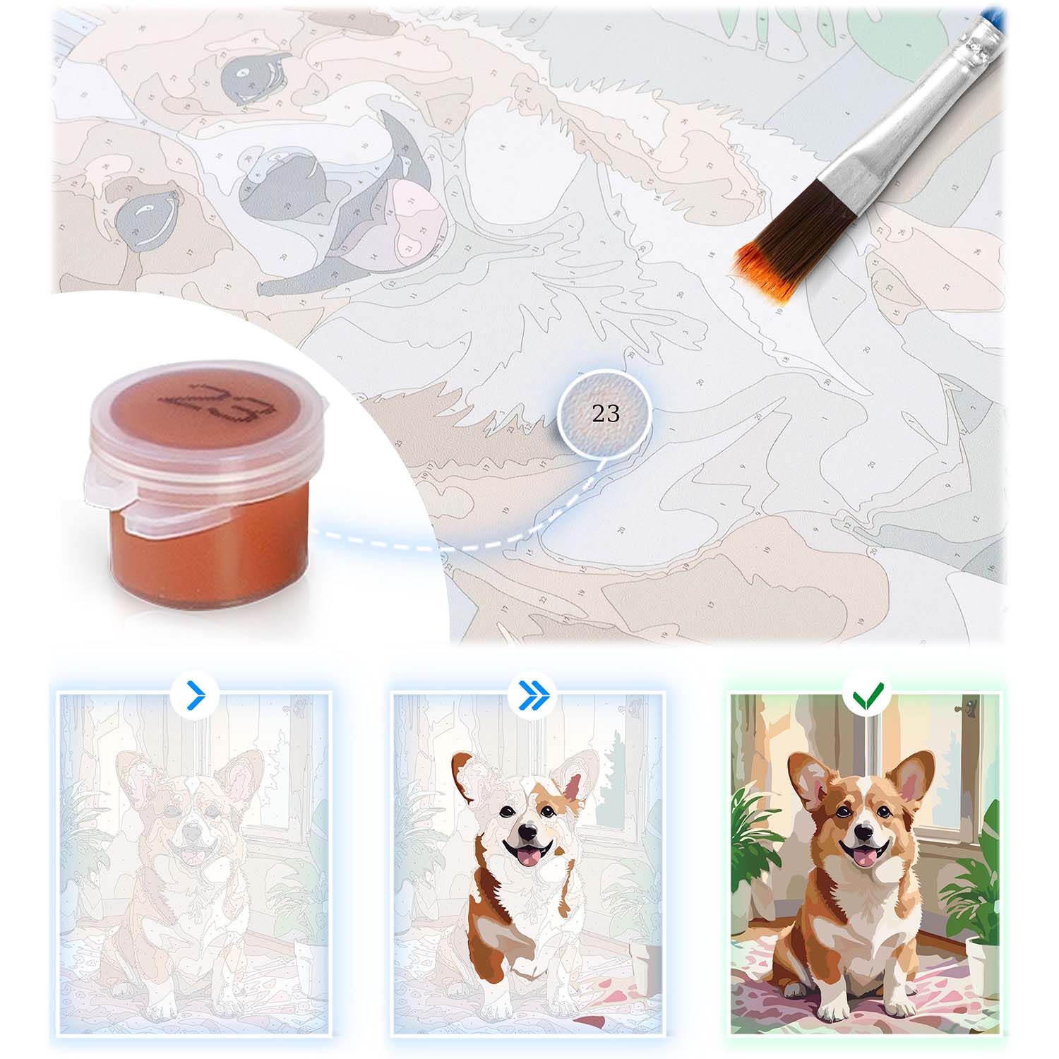 Maali numbri järgi pilt 40x50 cm Massido Corgi koer - Image 9