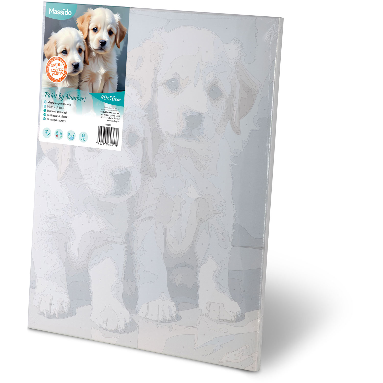 Maalitav pilt numbrite järgi 40x50 cm Massido kutsikad - Image 3