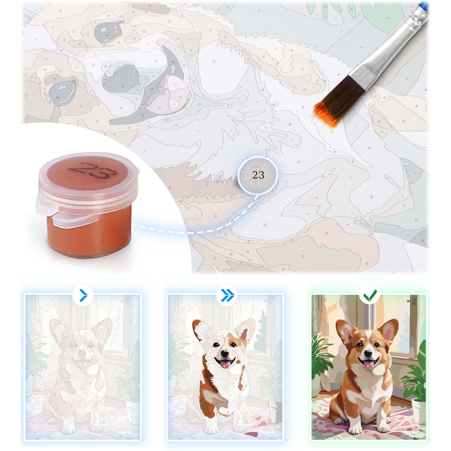 Maalitav pilt numbrite järgi 40x50 cm Massido kutsikad - Image 9