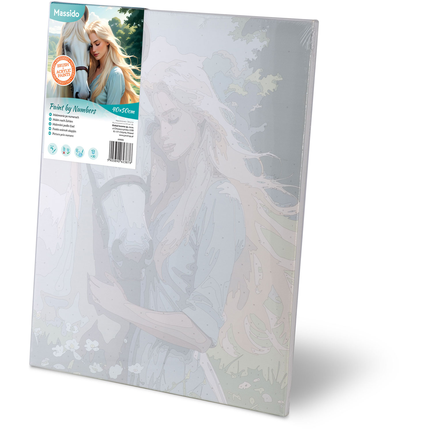 Maalitud numbrite järgi pilt 40x50 cm Massido Naise ja hobuse portree - Image 3