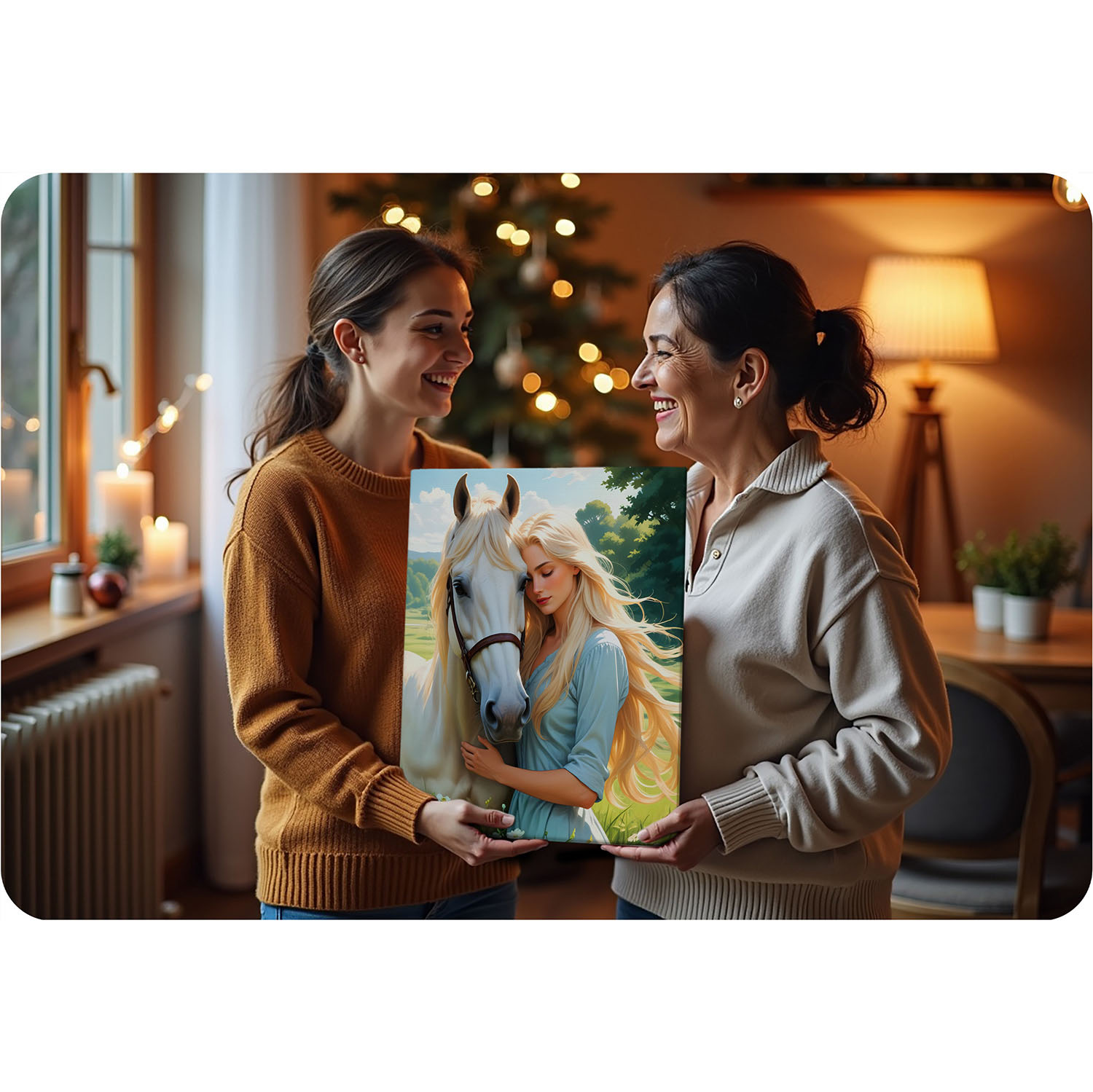 Maalitud numbrite järgi pilt 40x50 cm Massido Naise ja hobuse portree - Image 8