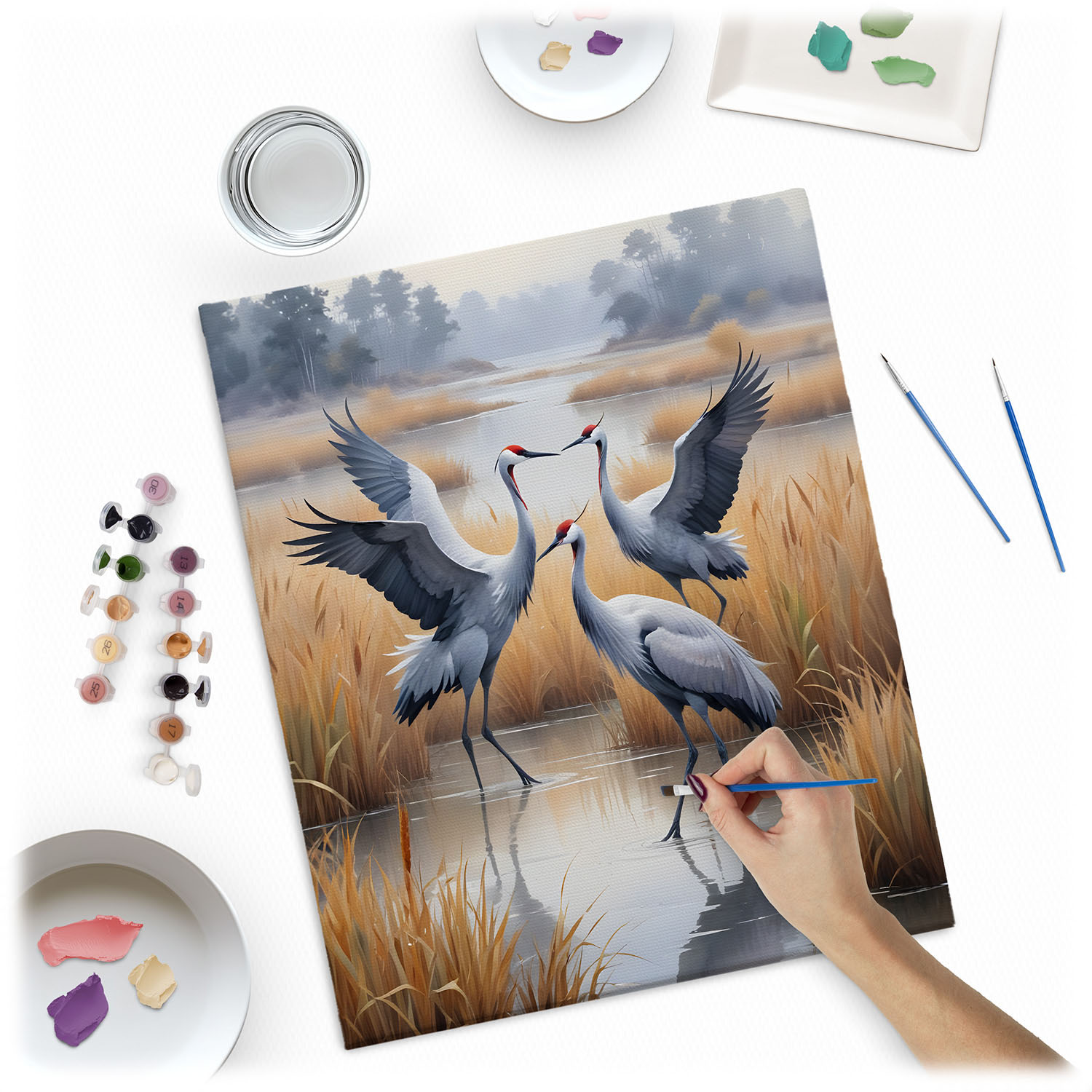 Maalitav pilt numbri järgi 40x50 cm Massido Cranes - Image 2