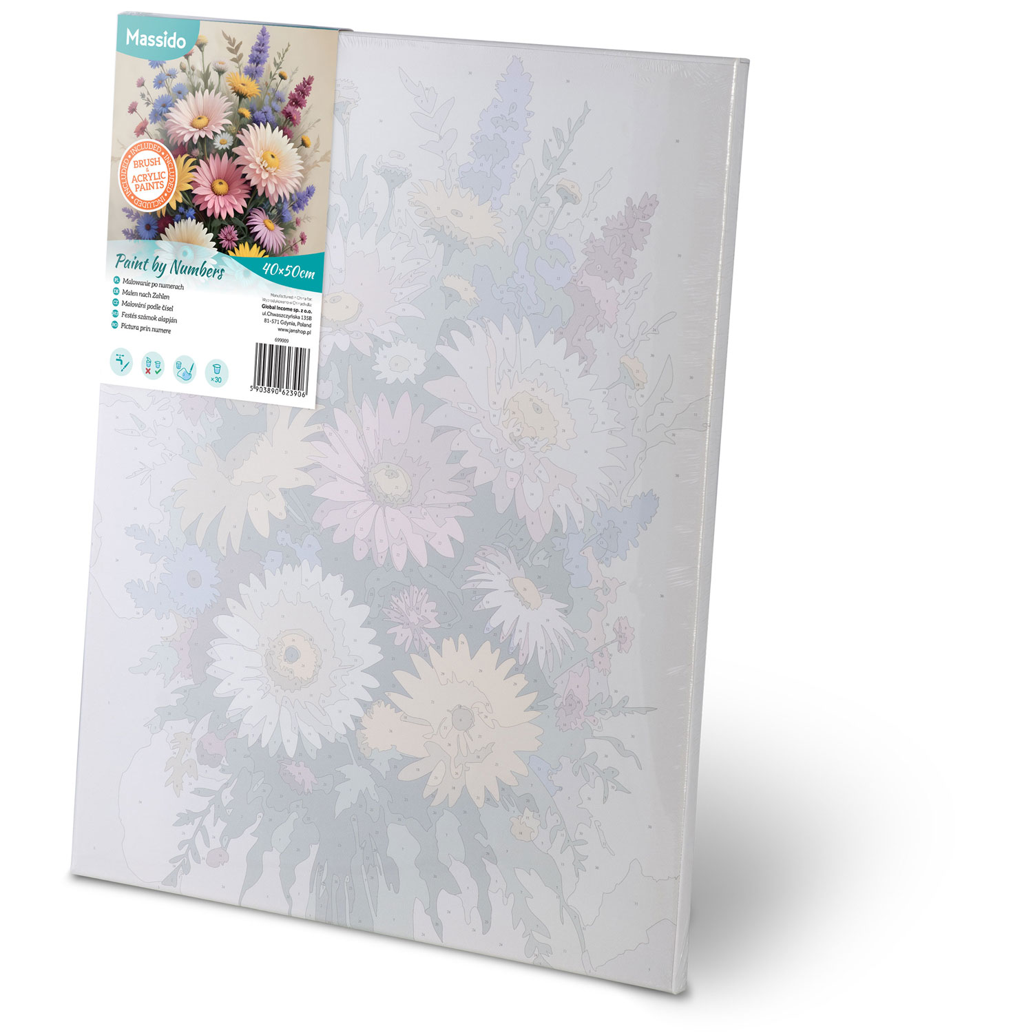 Maalitav pilt numbrite järgi 40x50 cm Massido Flowers - Image 3