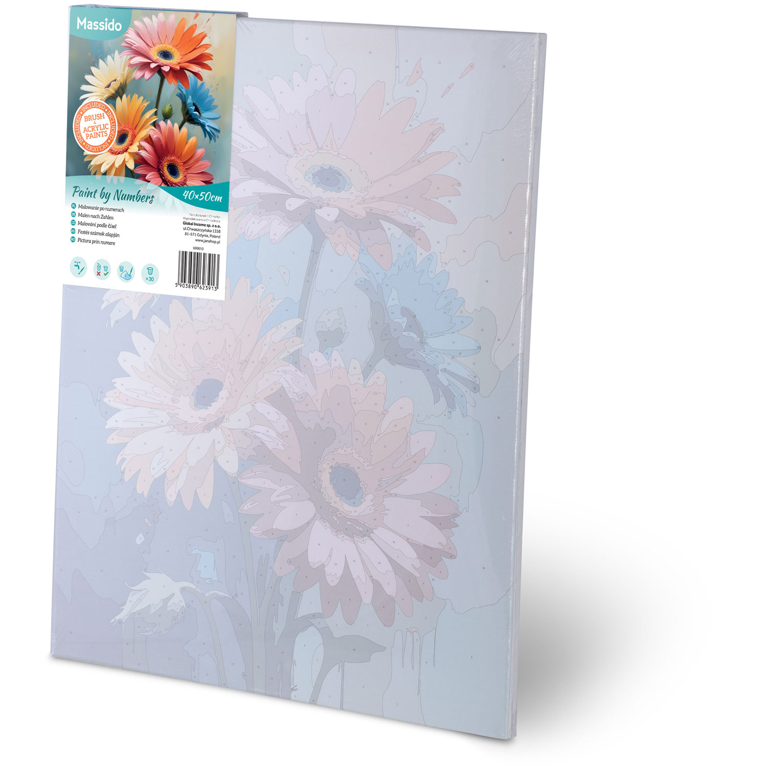 Maalitav pilt numbrite järgi 40x50 cm Massido Flowers - Image 3