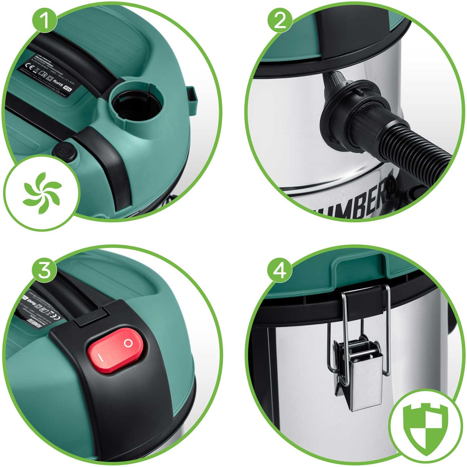 Tööstuslik tolmuimeja 20L 1200W HM-400 - Image 12