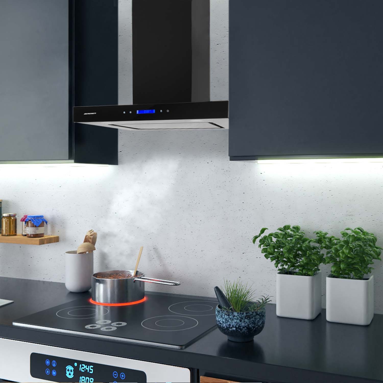 Berdsen BE-60E 60 cm must köögikubu - Image 7